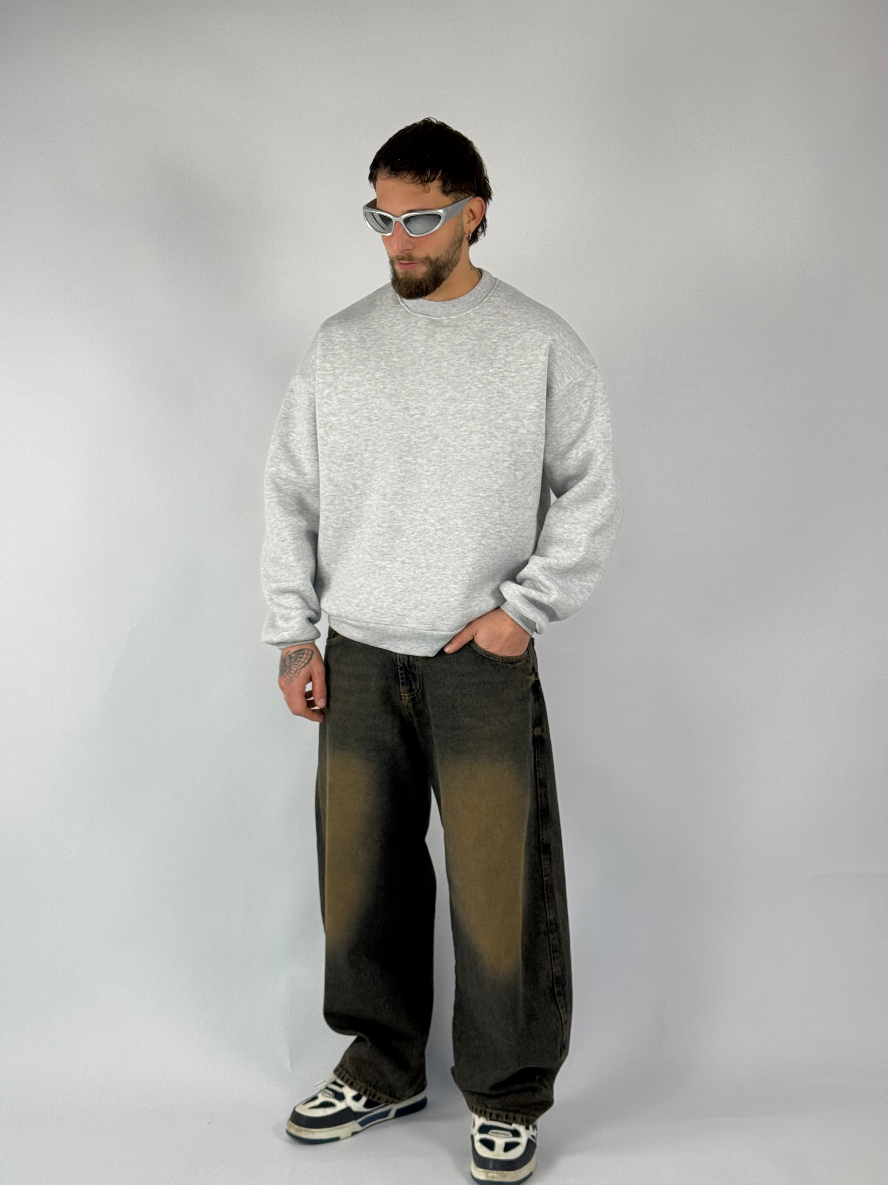 Felpa boxy girocollo grigio Nike