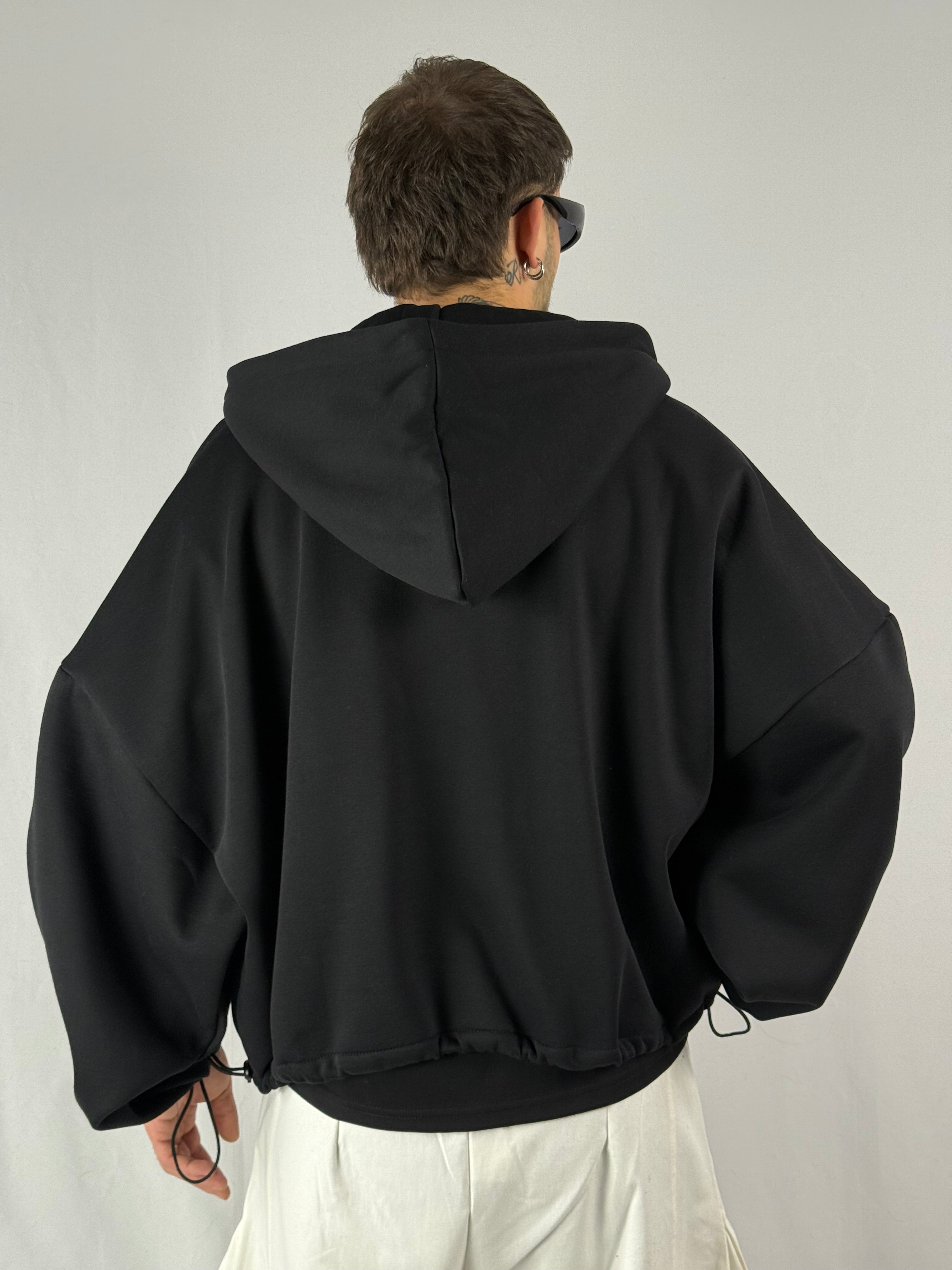 Felpa “best hoodie” crop zip nero