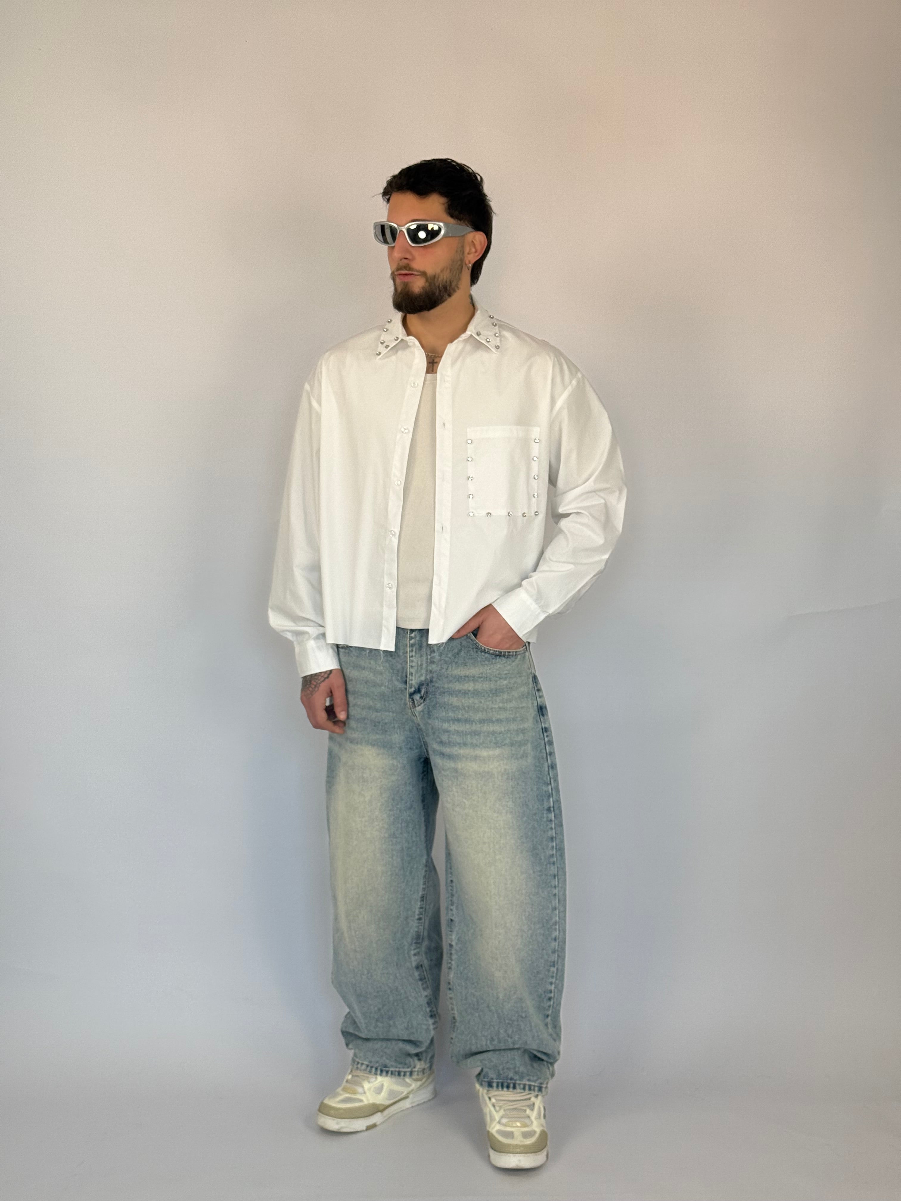 Camicia crop “jewels”