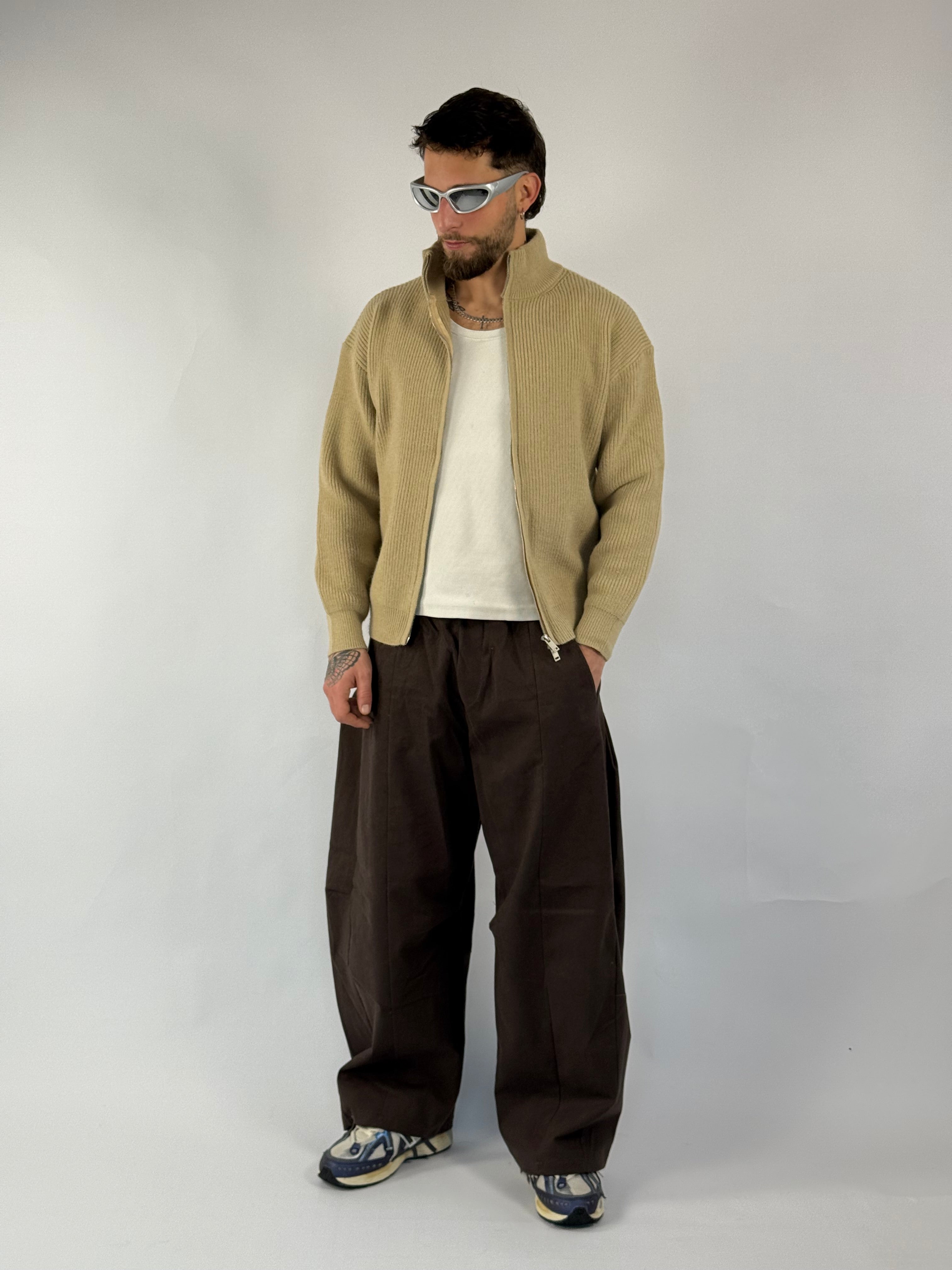 Maglione zip “Warm” beige