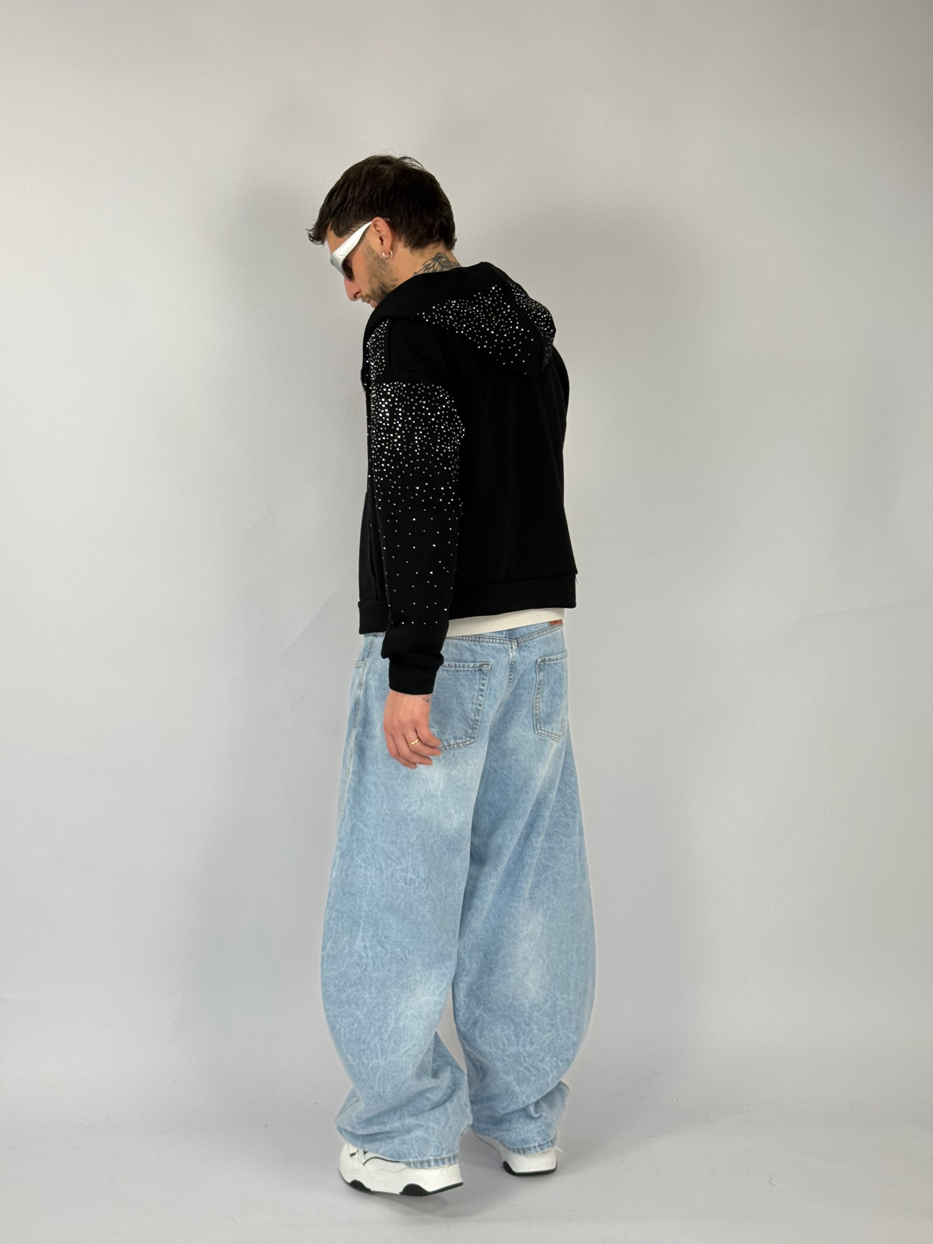 Felpa zip strass