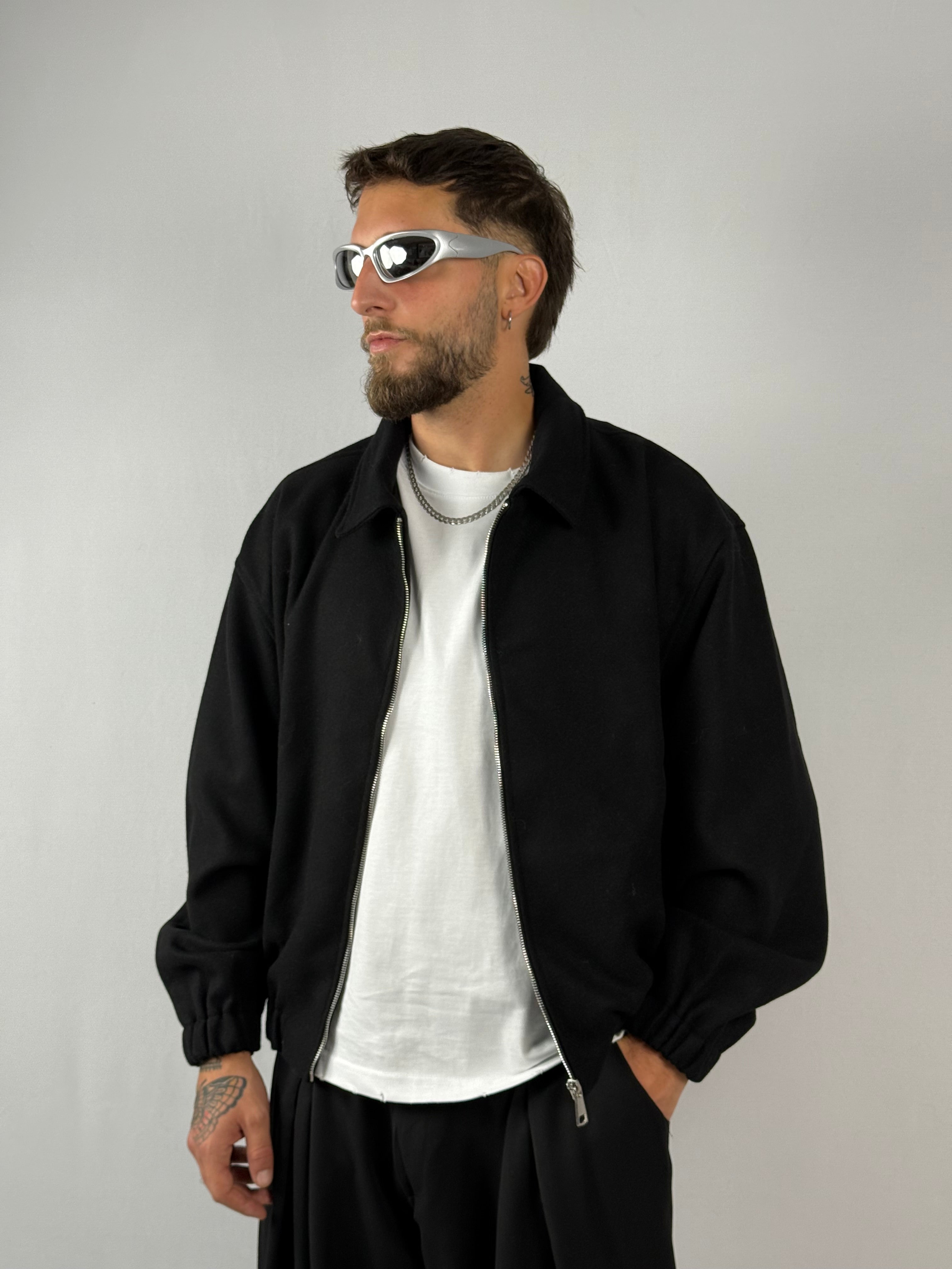 Jacket zip crop nero