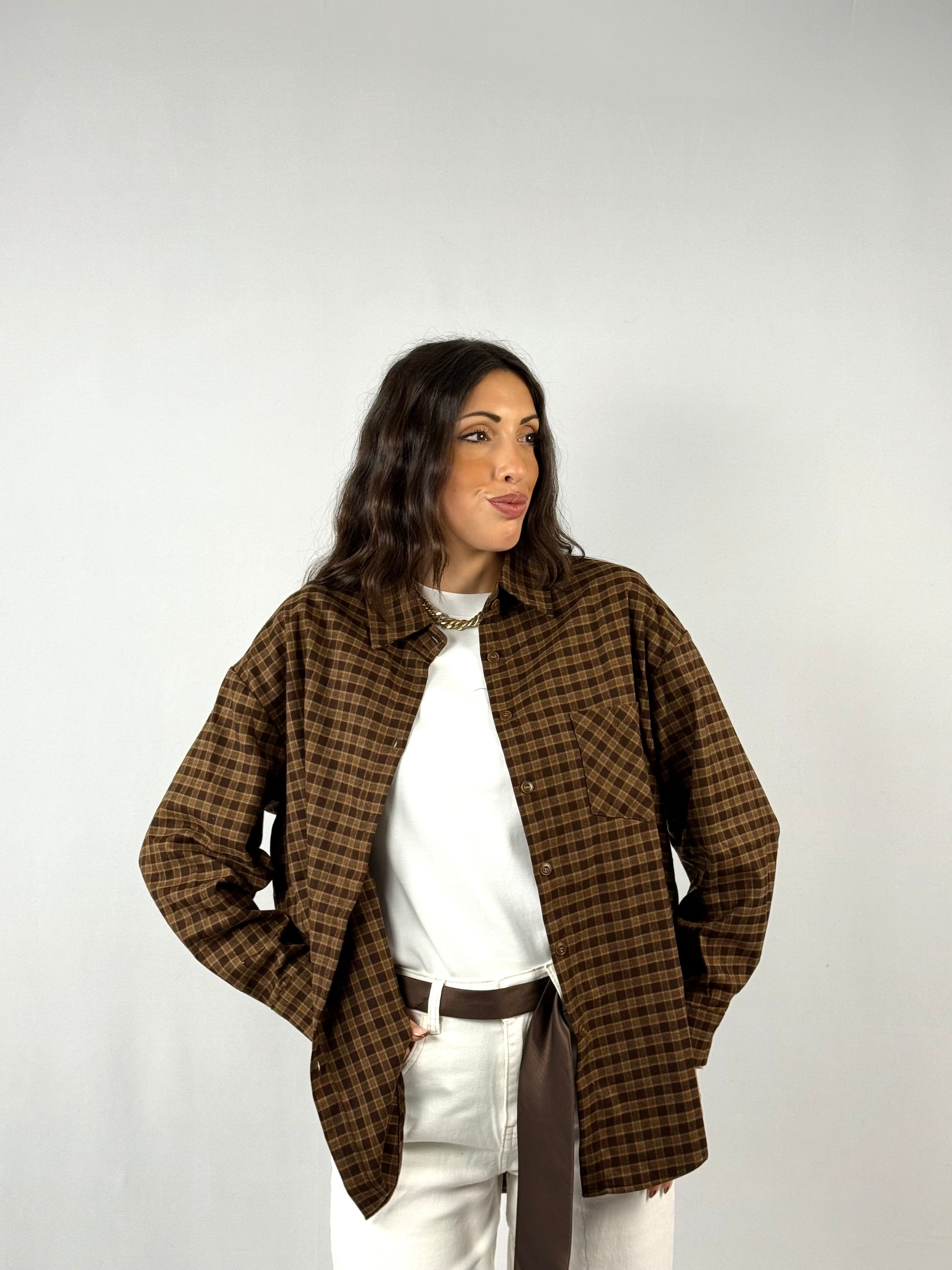 Camicia a quadri marrone