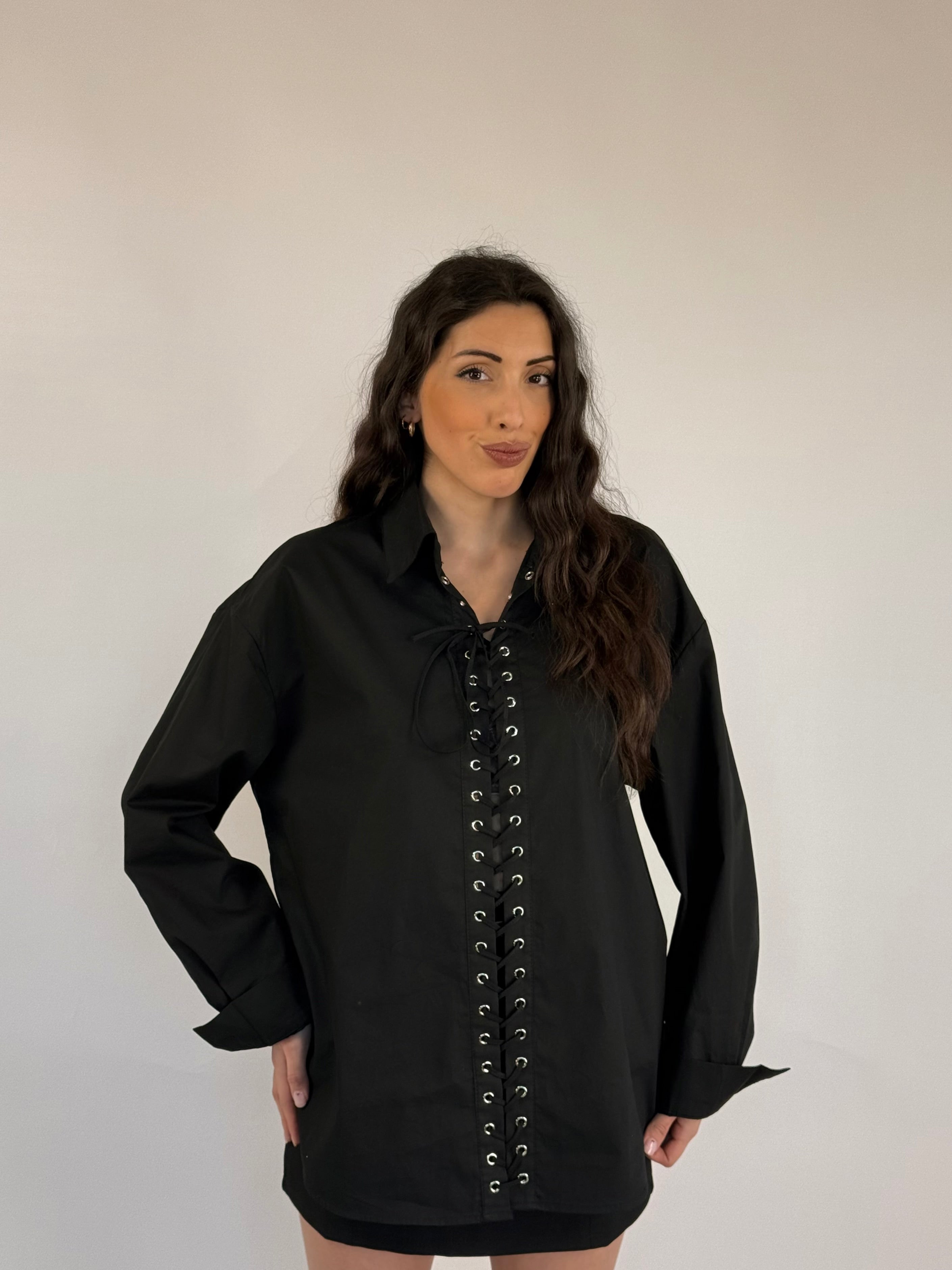 Camicia oversize stringata