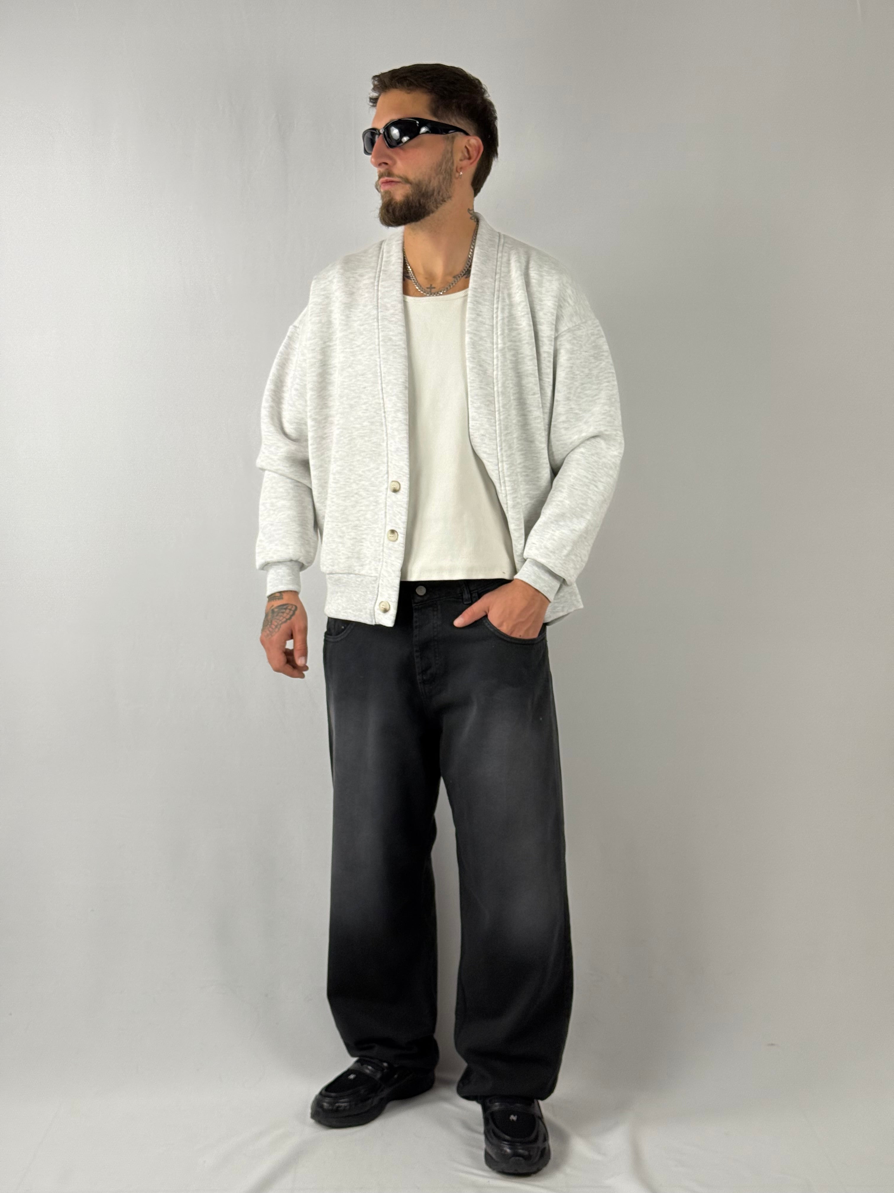 Cardigan felpa grigio chiaro
