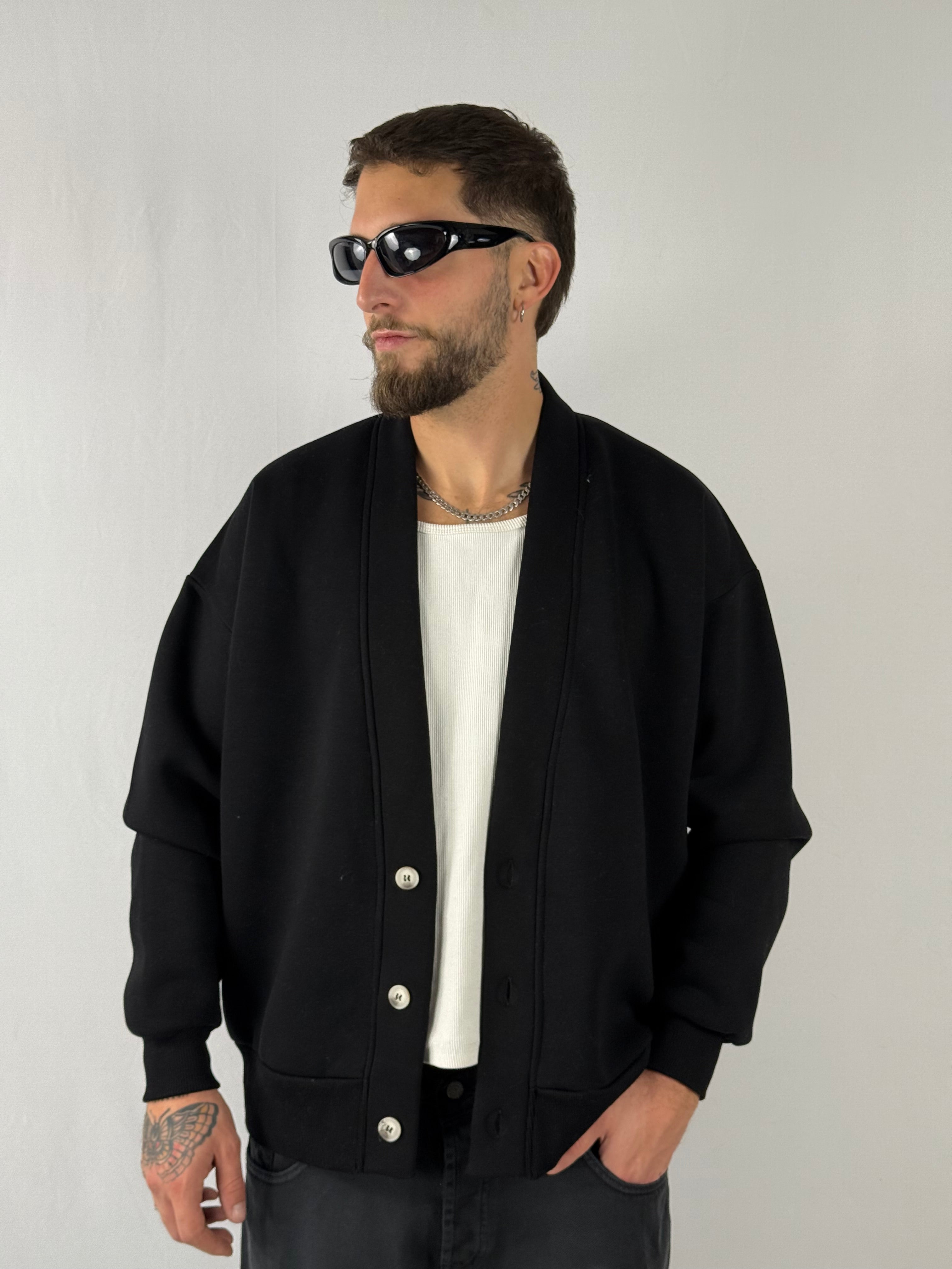 Cardigan felpa grigio nero