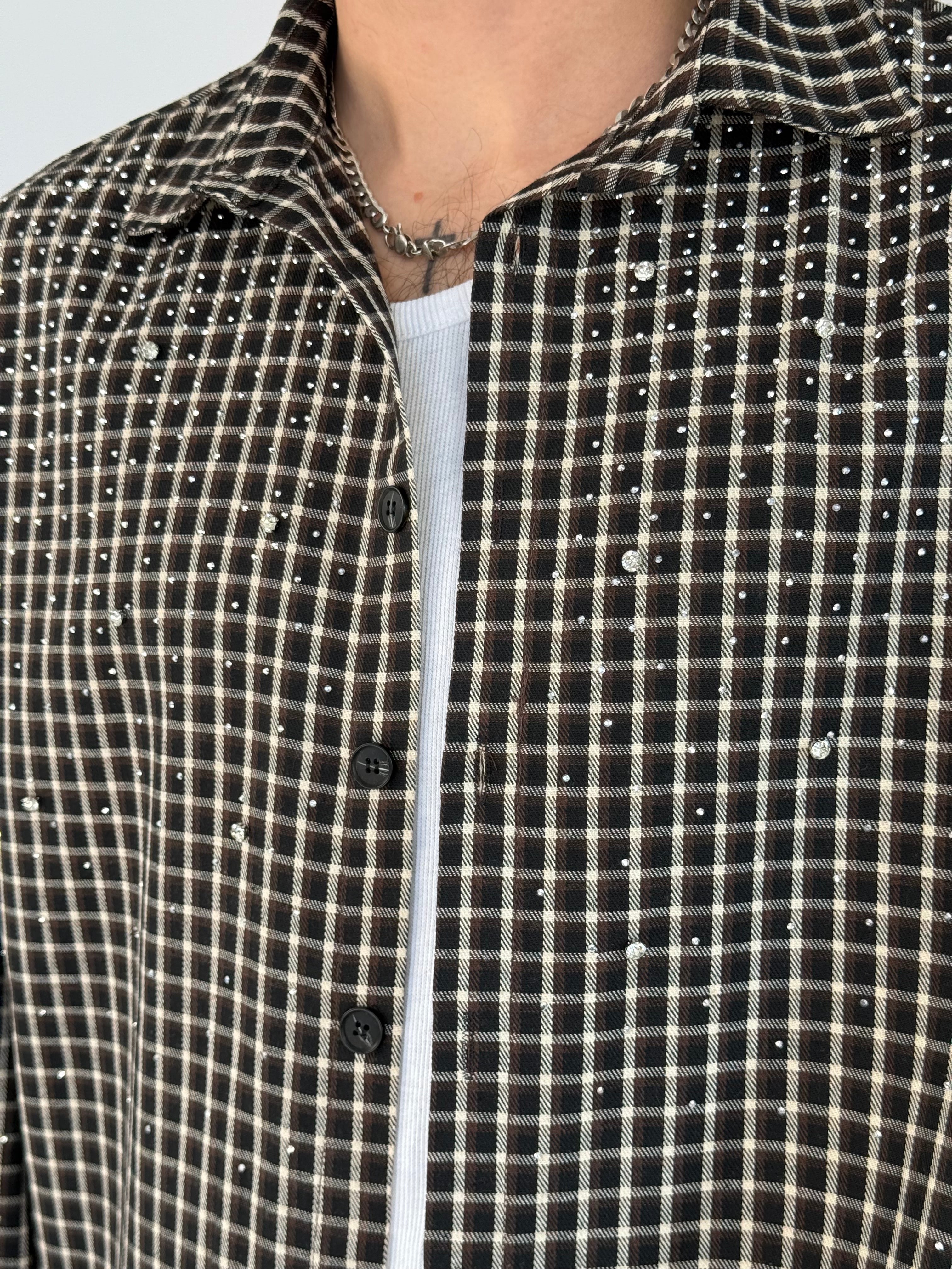 Camicia crop quadri diamond