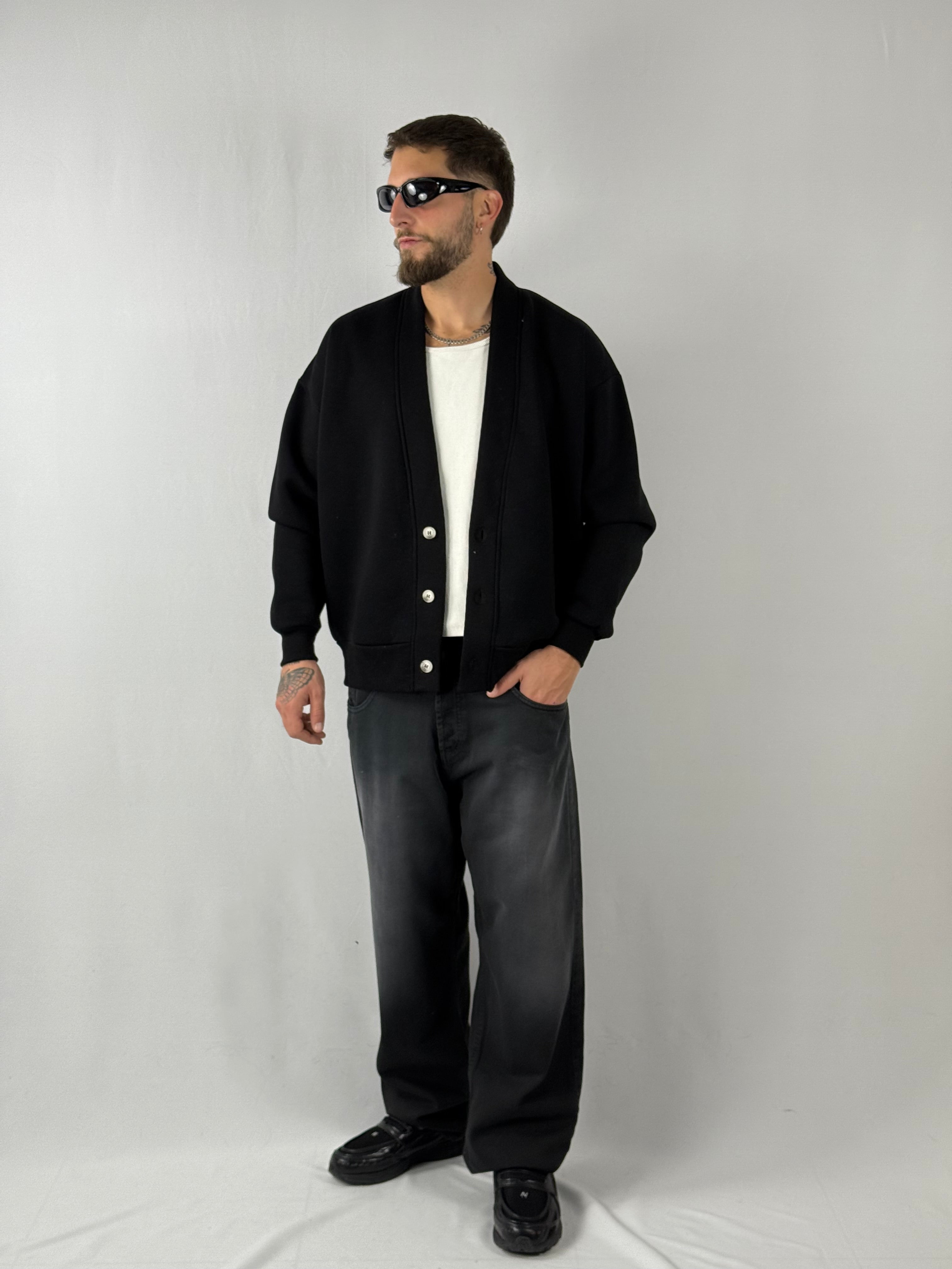Cardigan felpa grigio nero