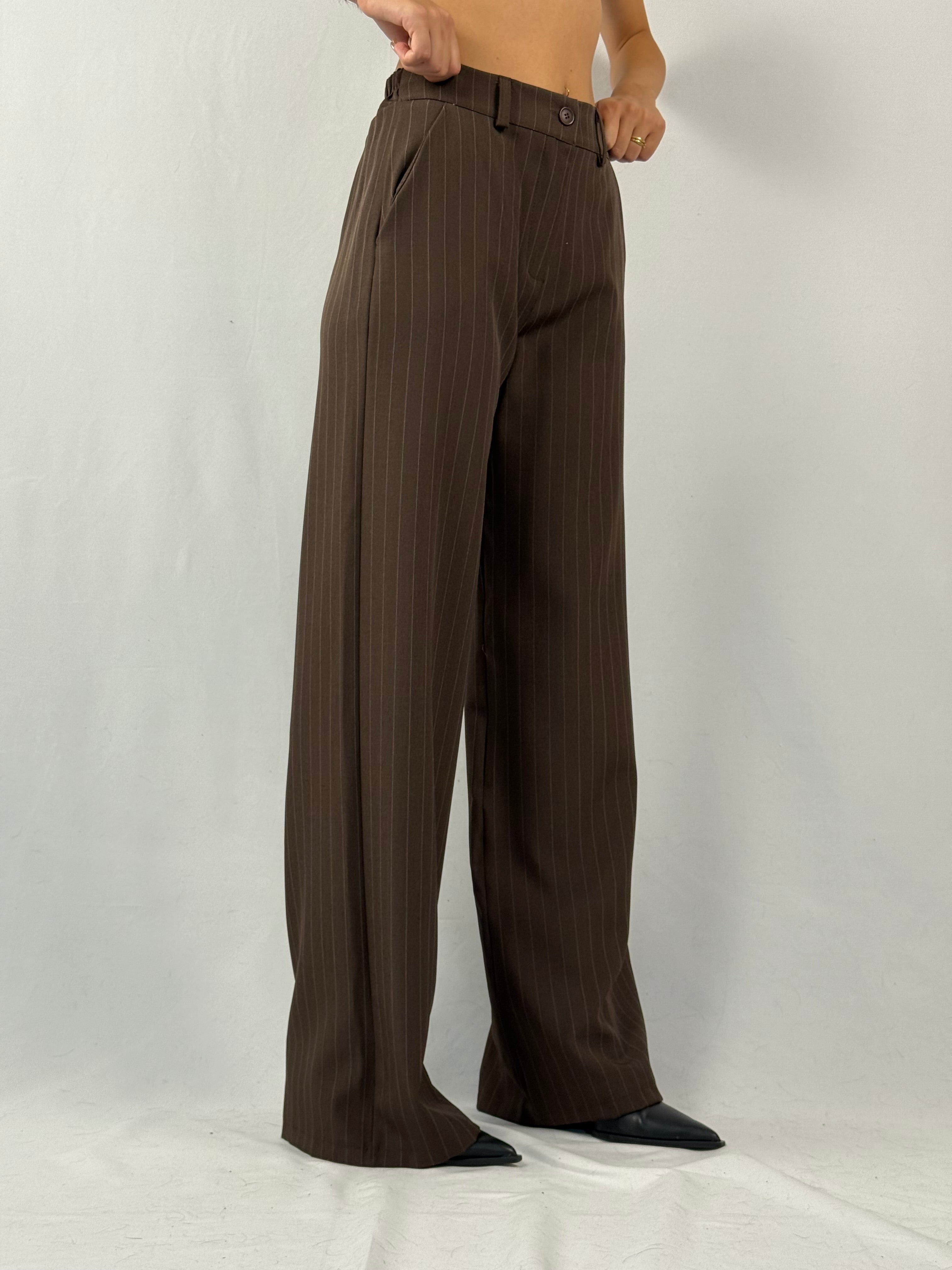 Coordinato gessato marrone