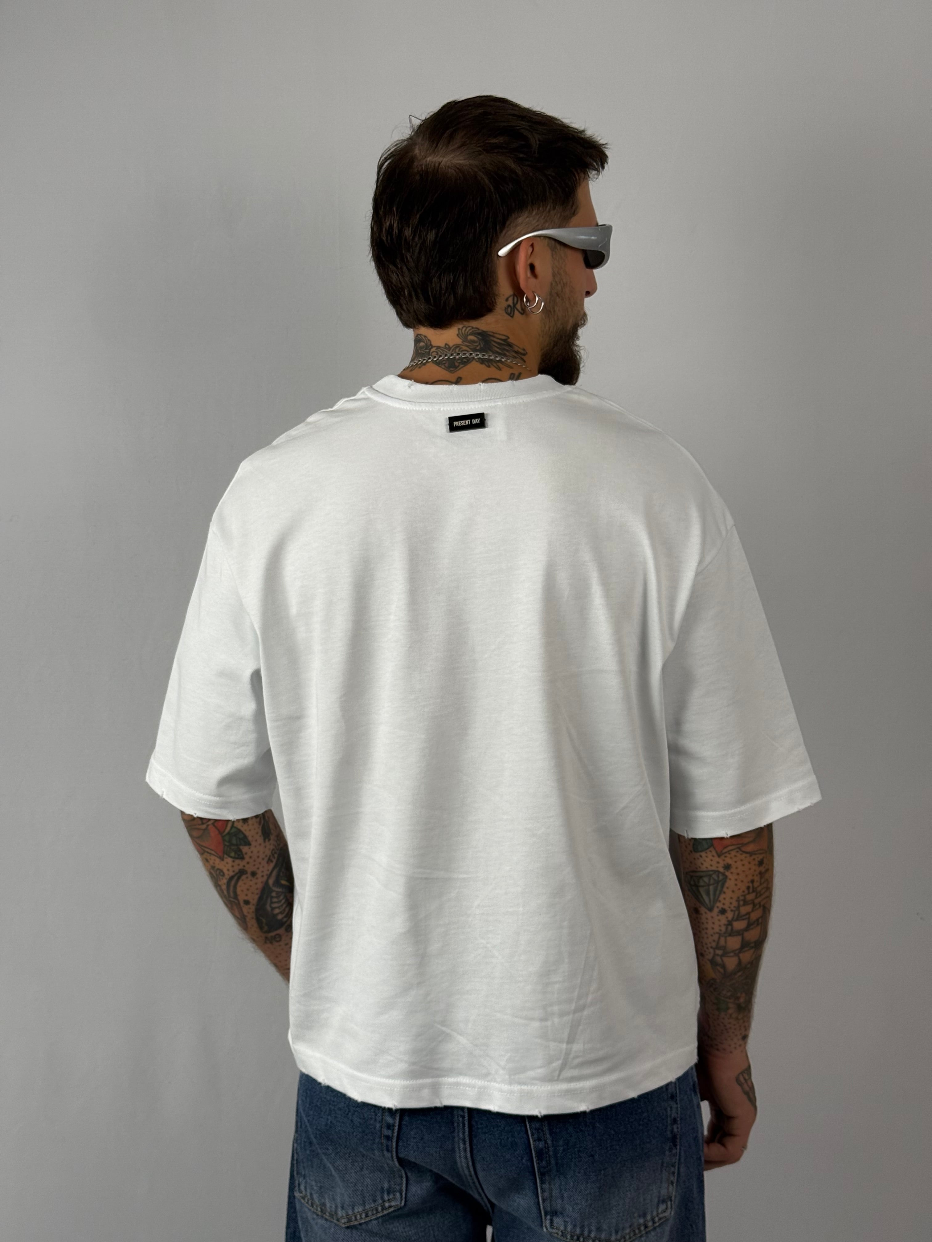 T-shirt crop 230g bianca