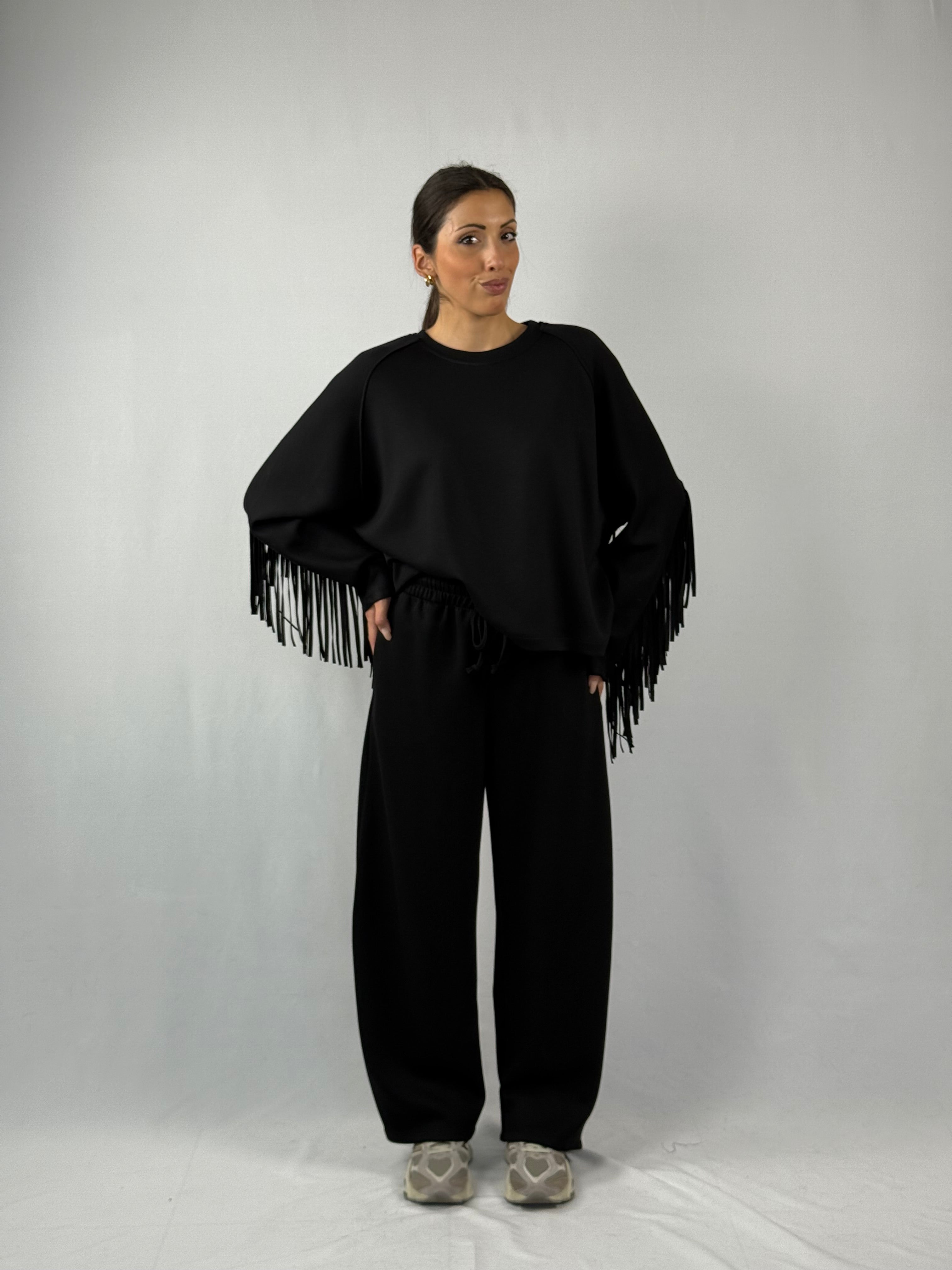 Felpa over frange Lumina nera