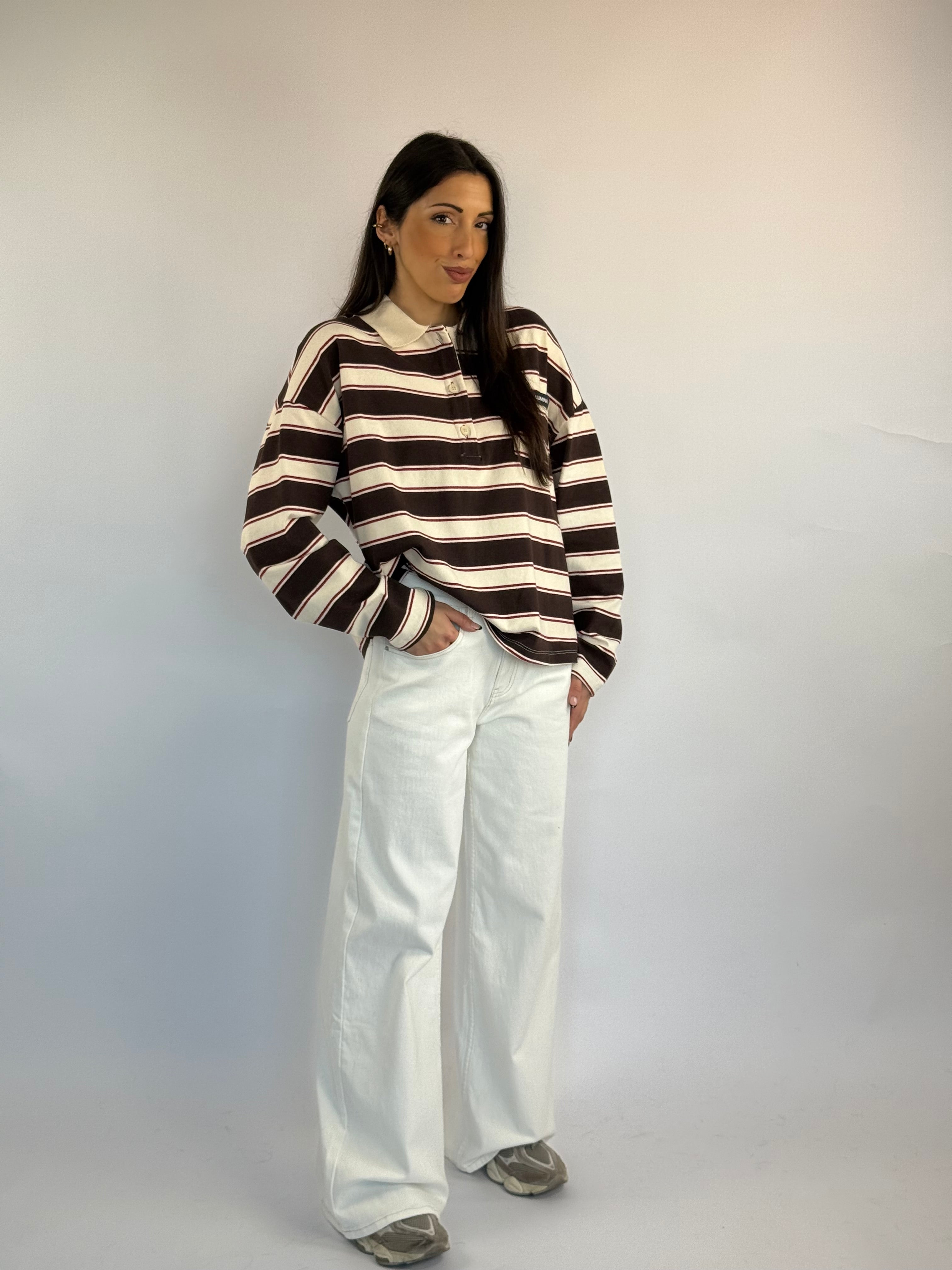 Polo Lumina a righe marroni