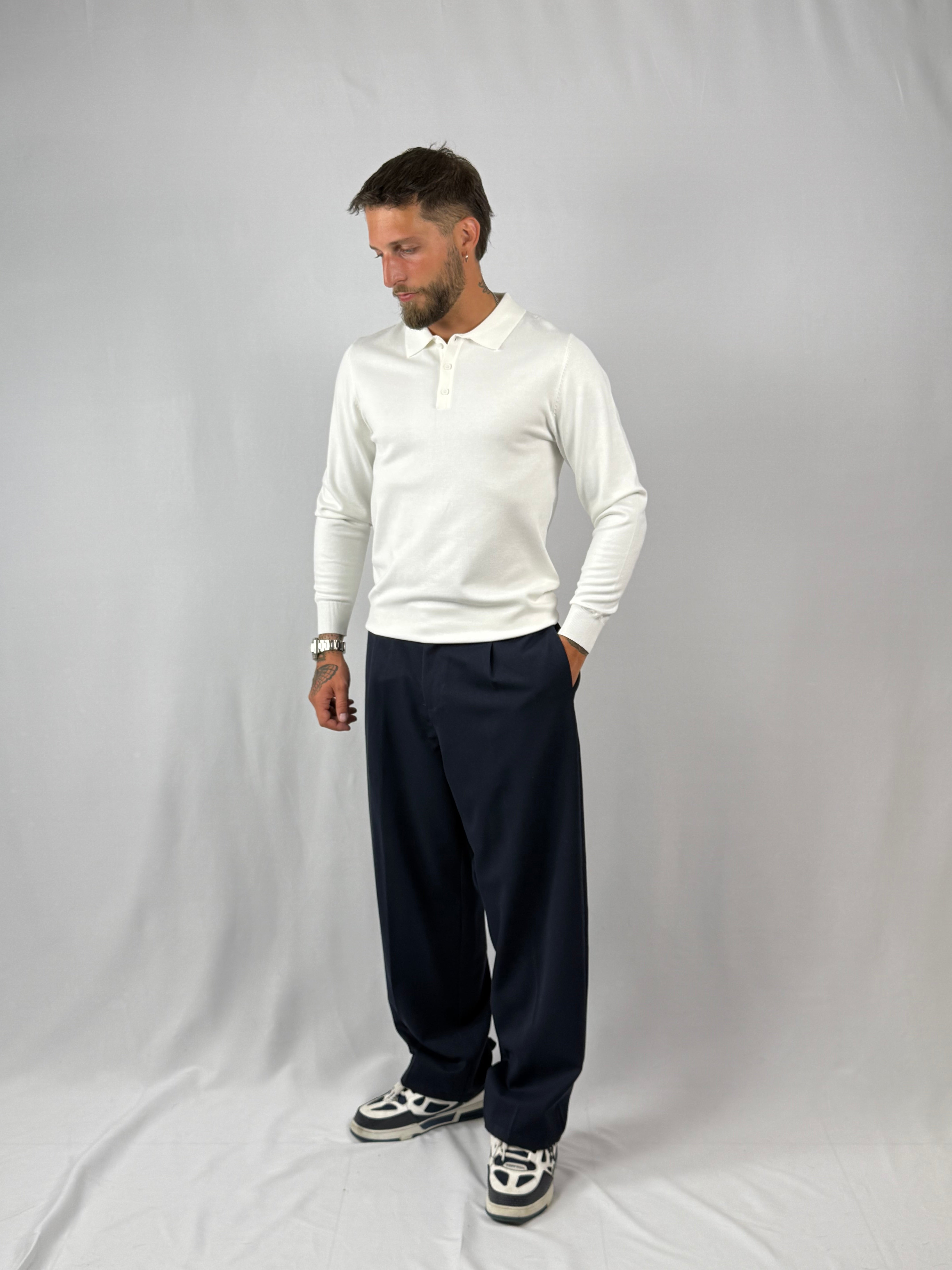 Maglia polo bottoni bianca
