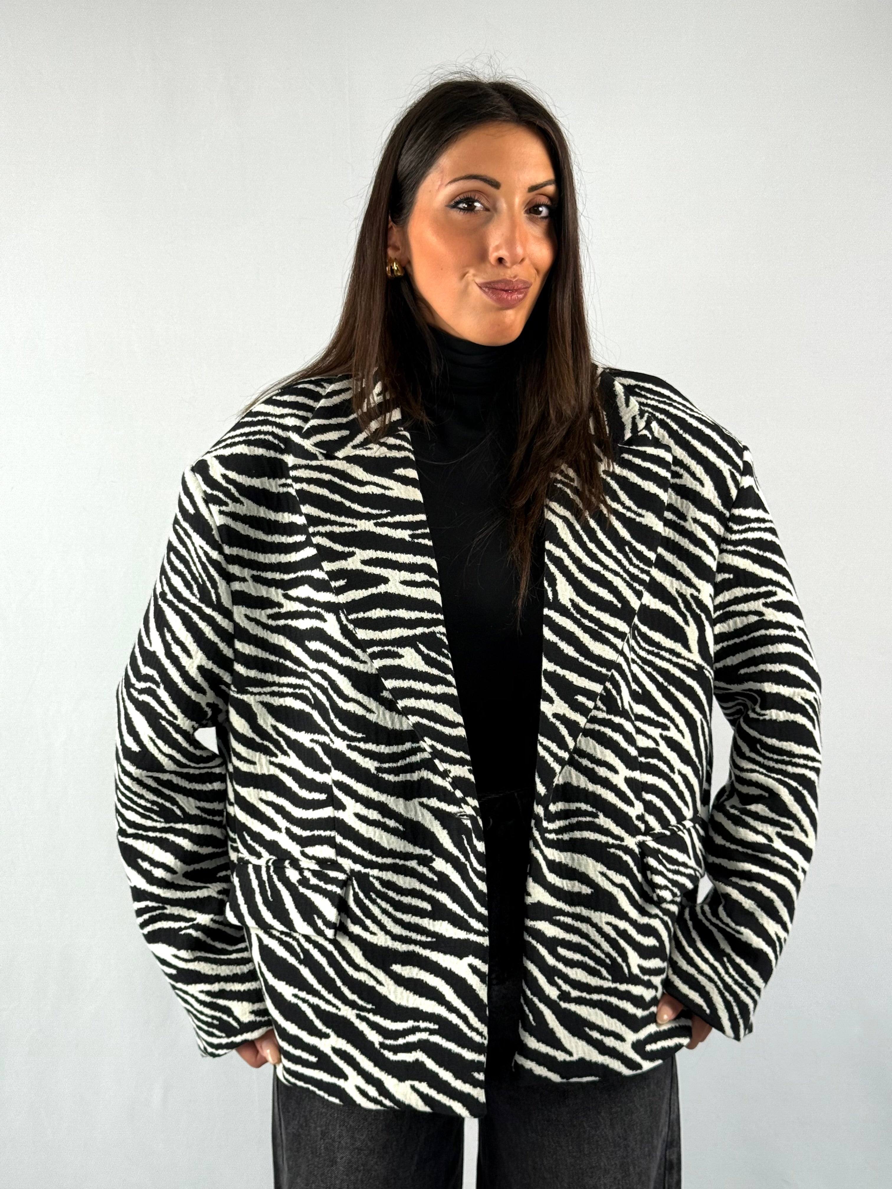 Blazer over strutturato zebrato Lumina