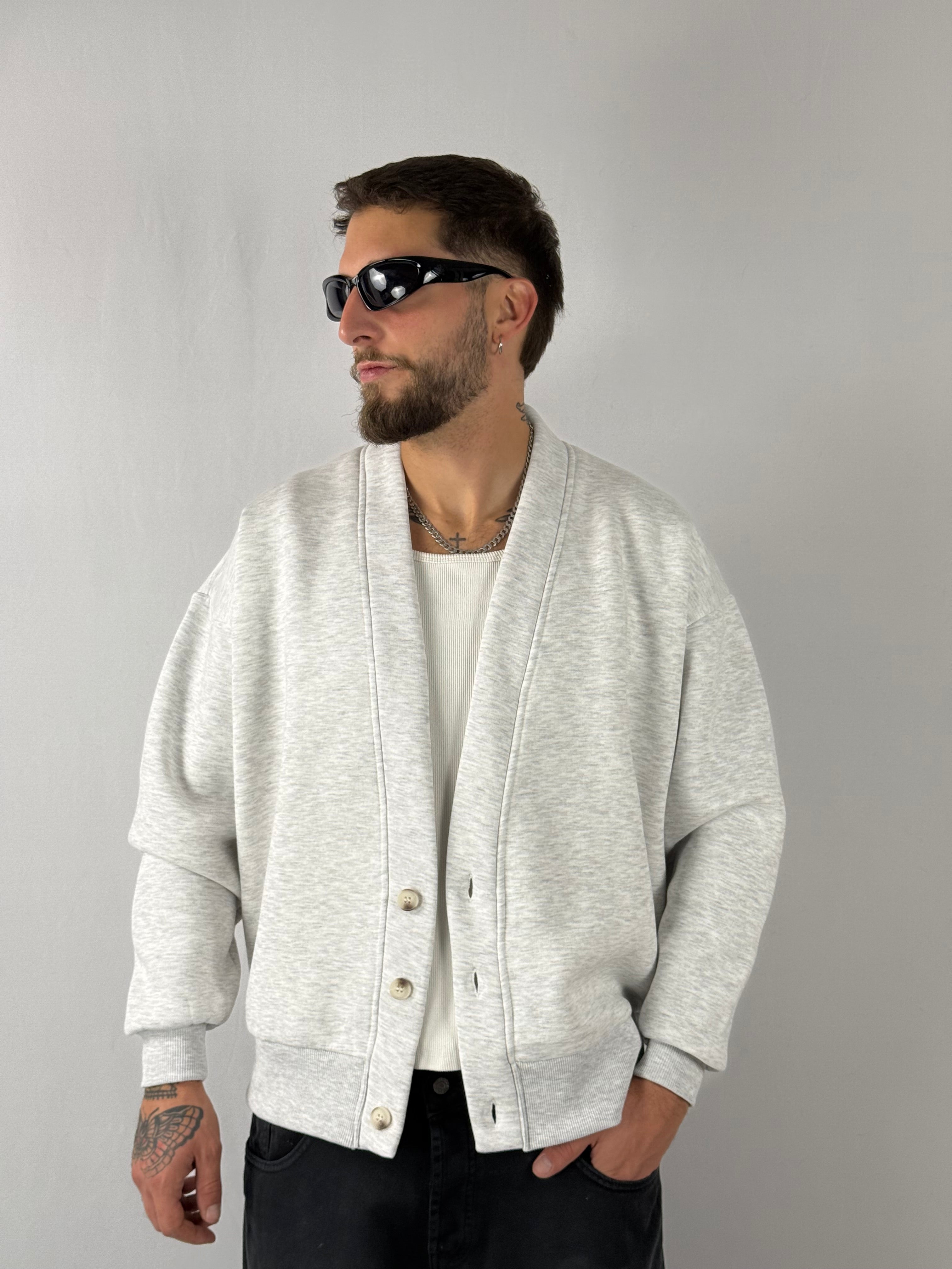 Cardigan felpa grigio chiaro