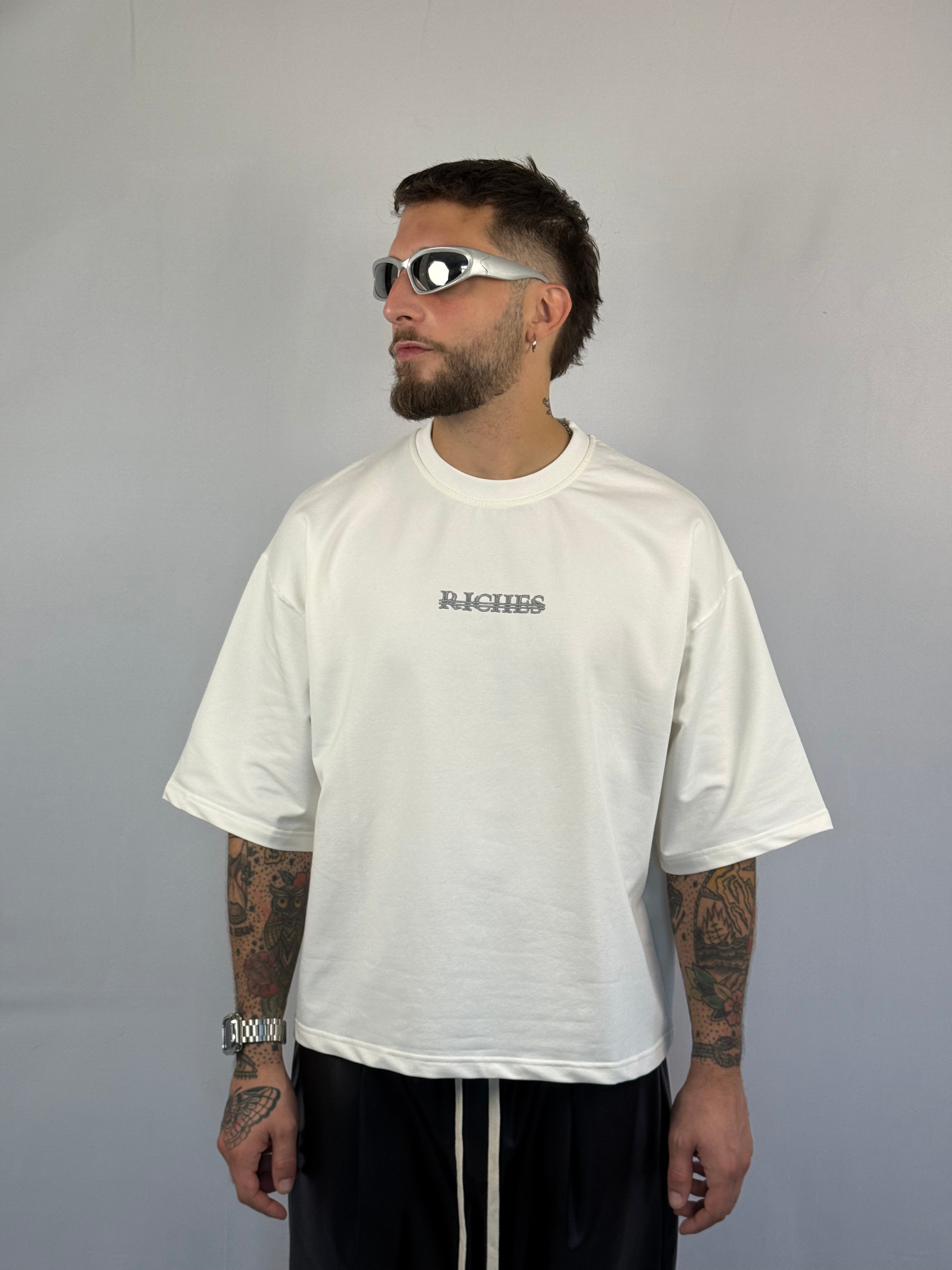 T-shirt crop Riches white