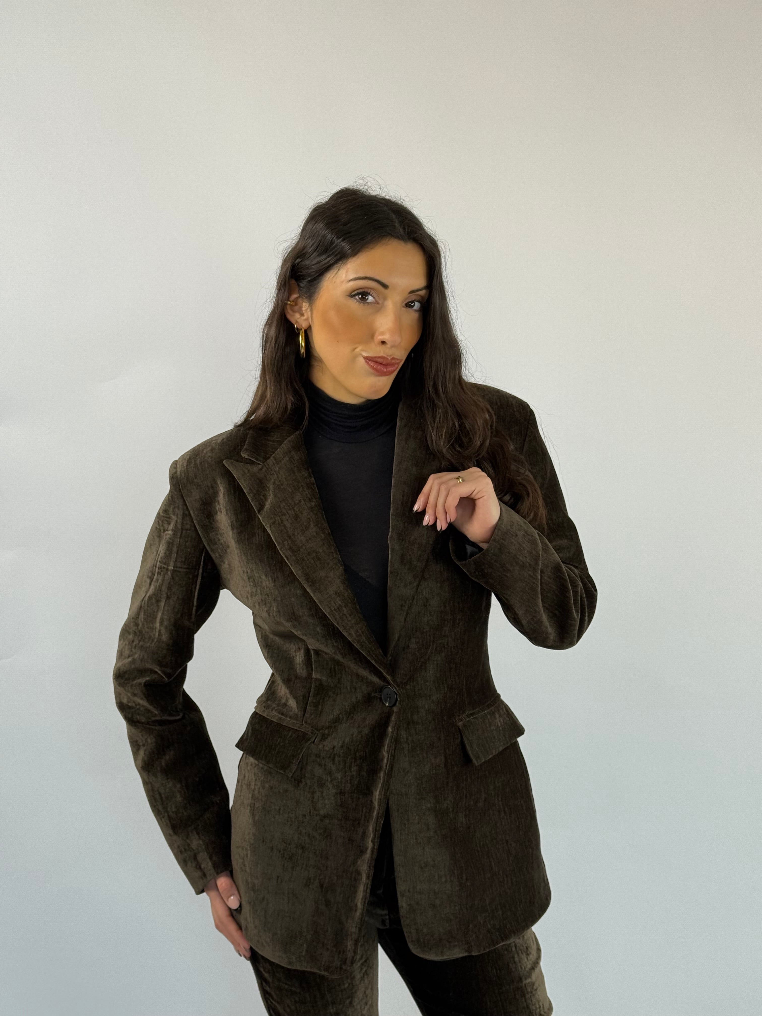 Coordinato velluto marrone Lumina