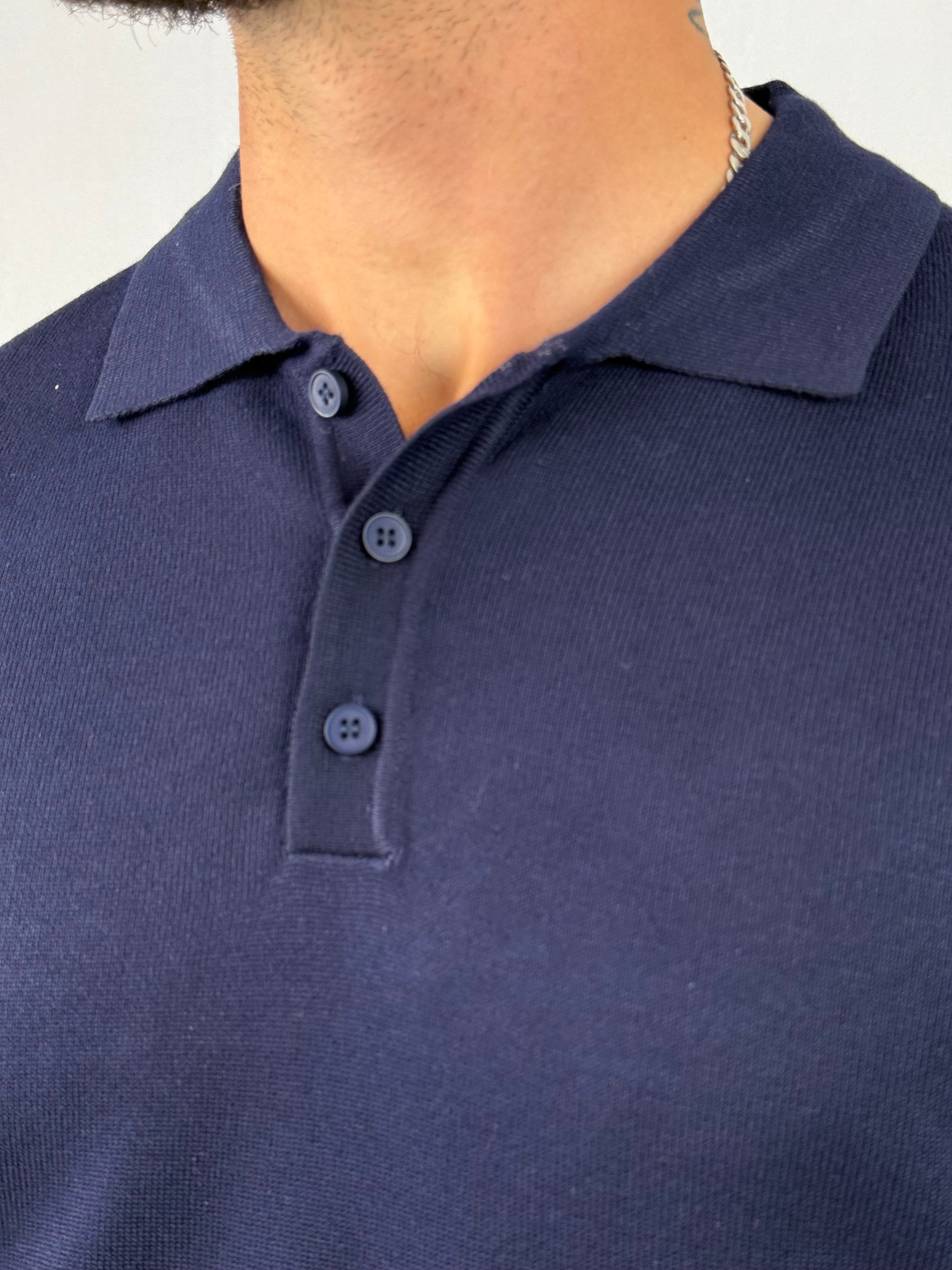 Maglia polo bottoni blu