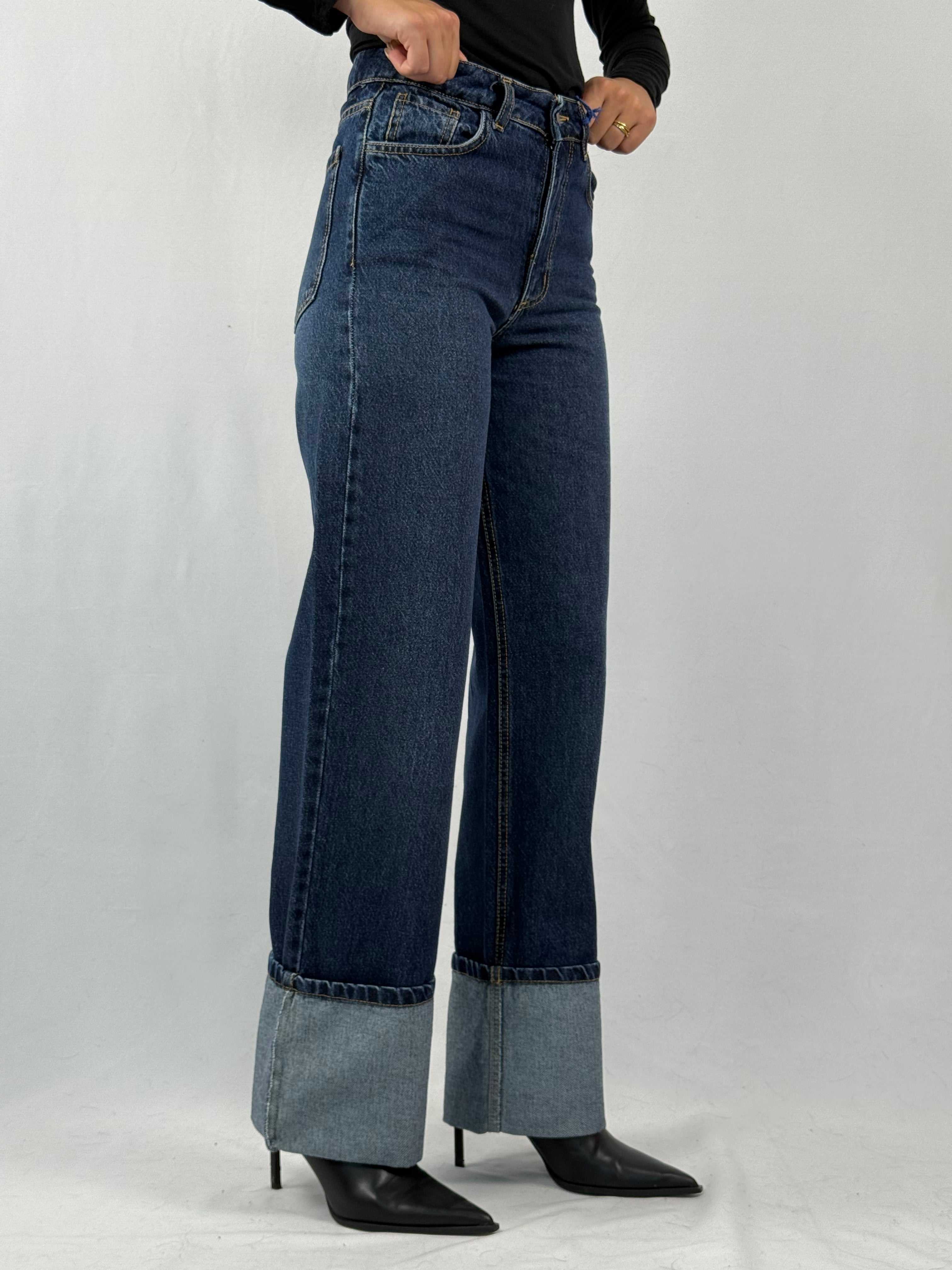 Jeans risvolto denim scuro