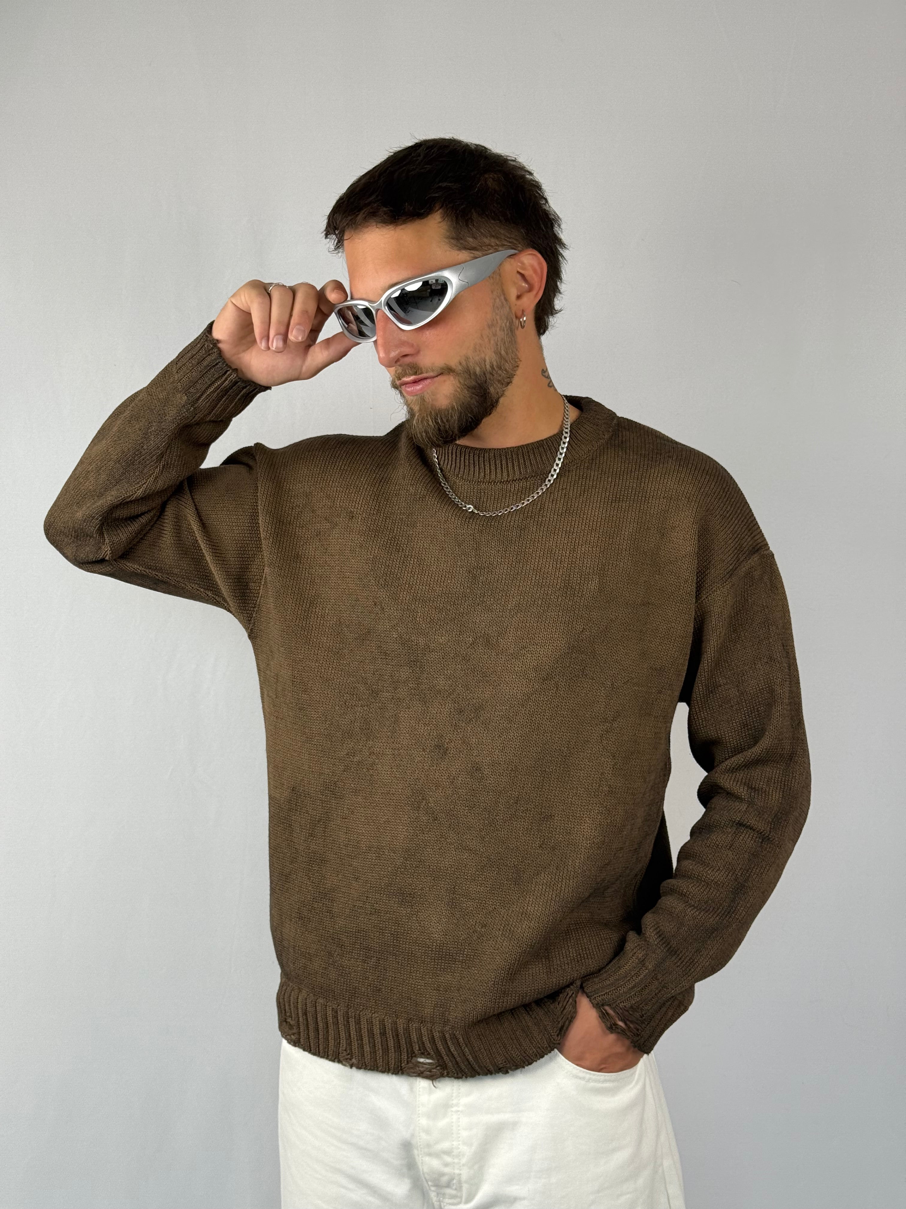 Maglione sfumato marrone