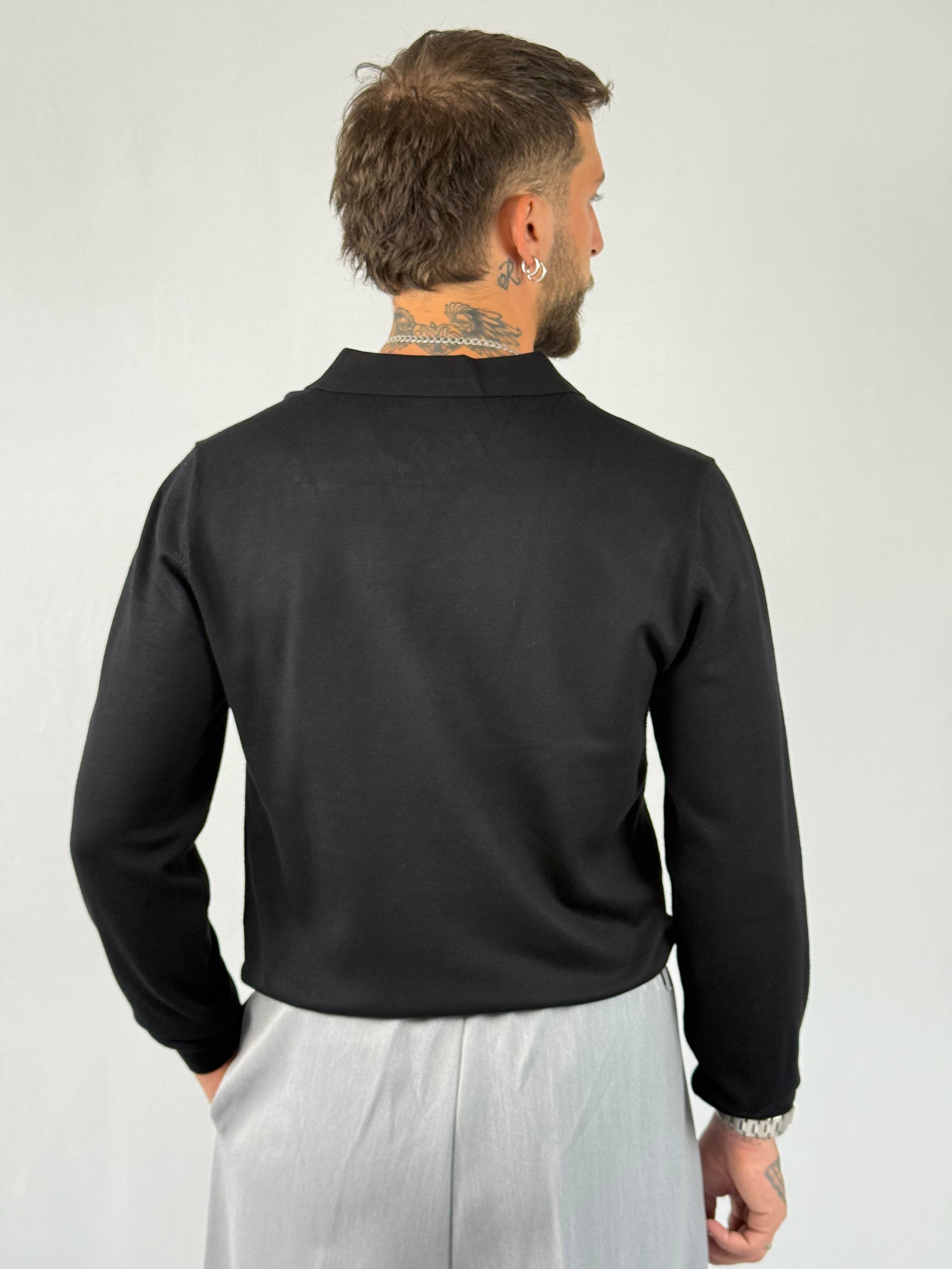 Maglia polo V nera