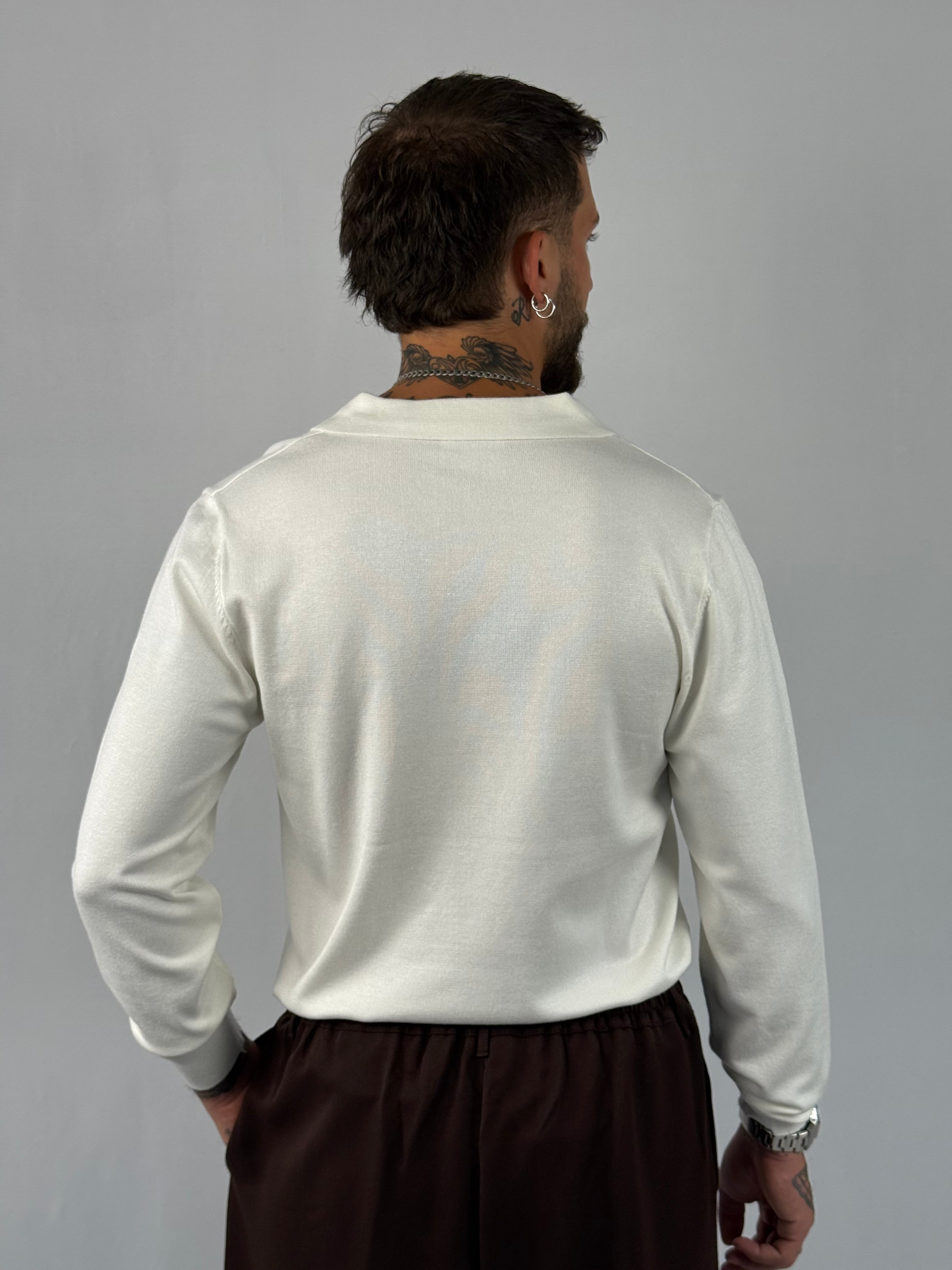 Maglia polo V bianca