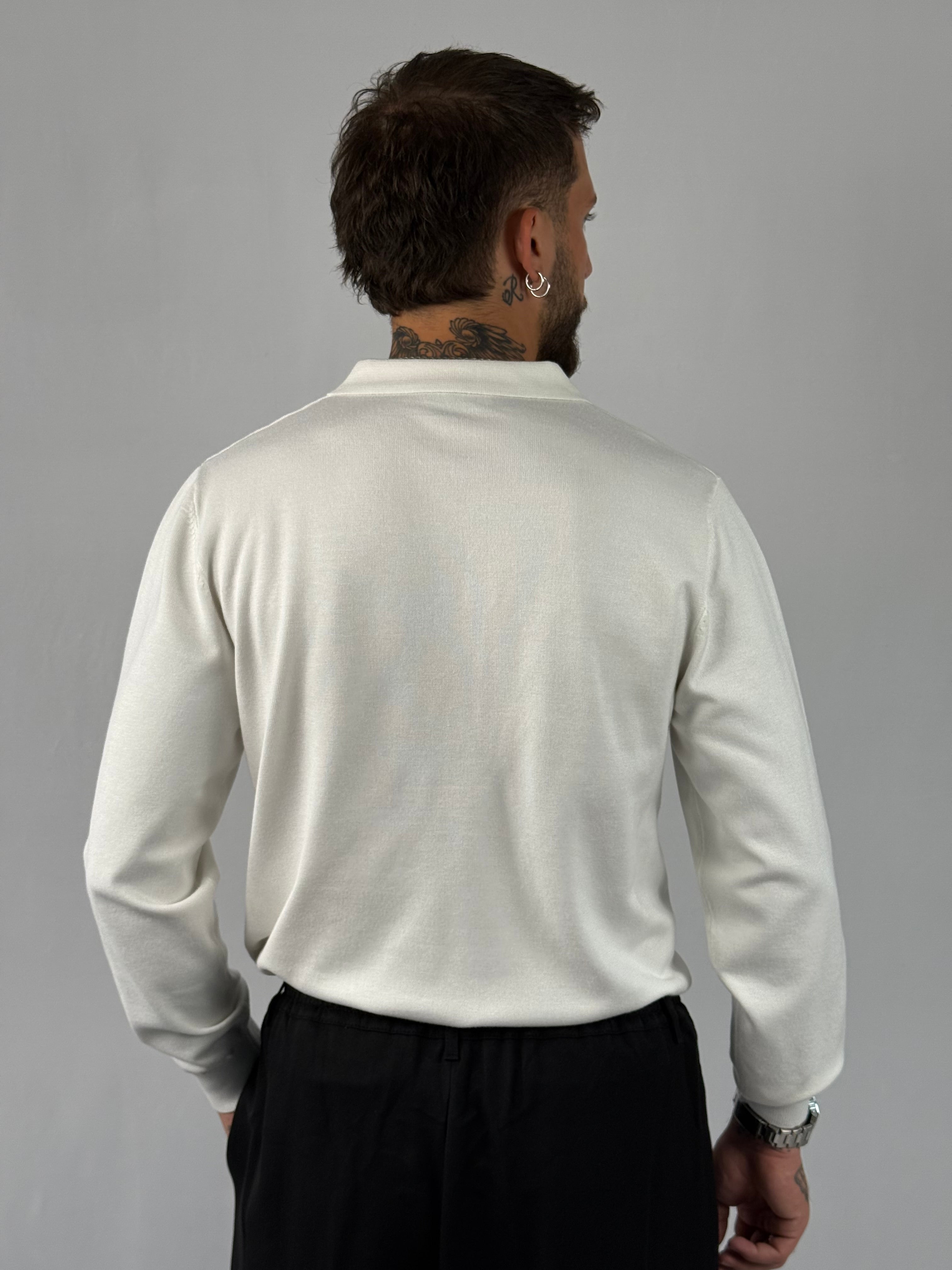 Maglia polo zip bianca