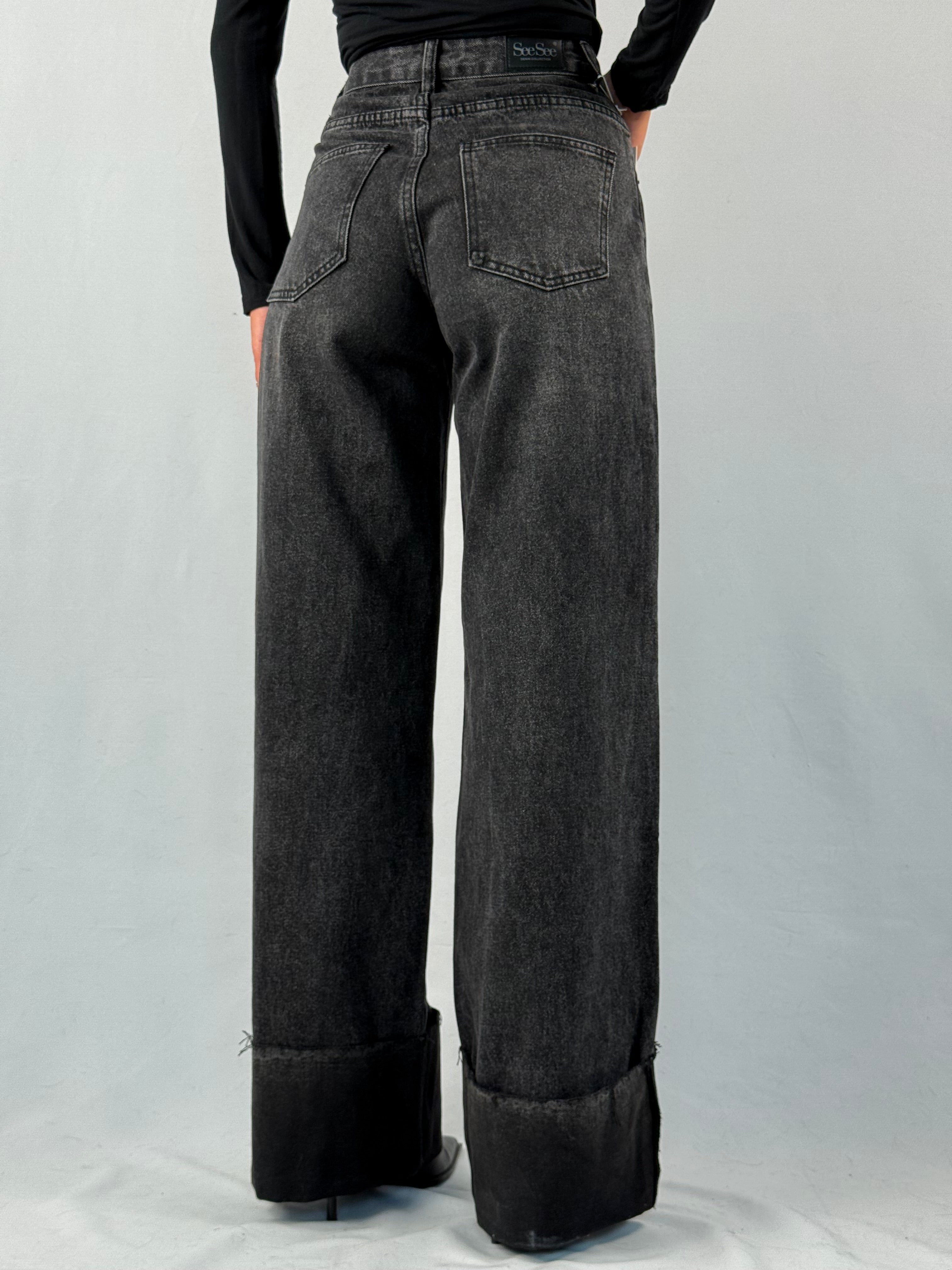 Jeans risvolto neri