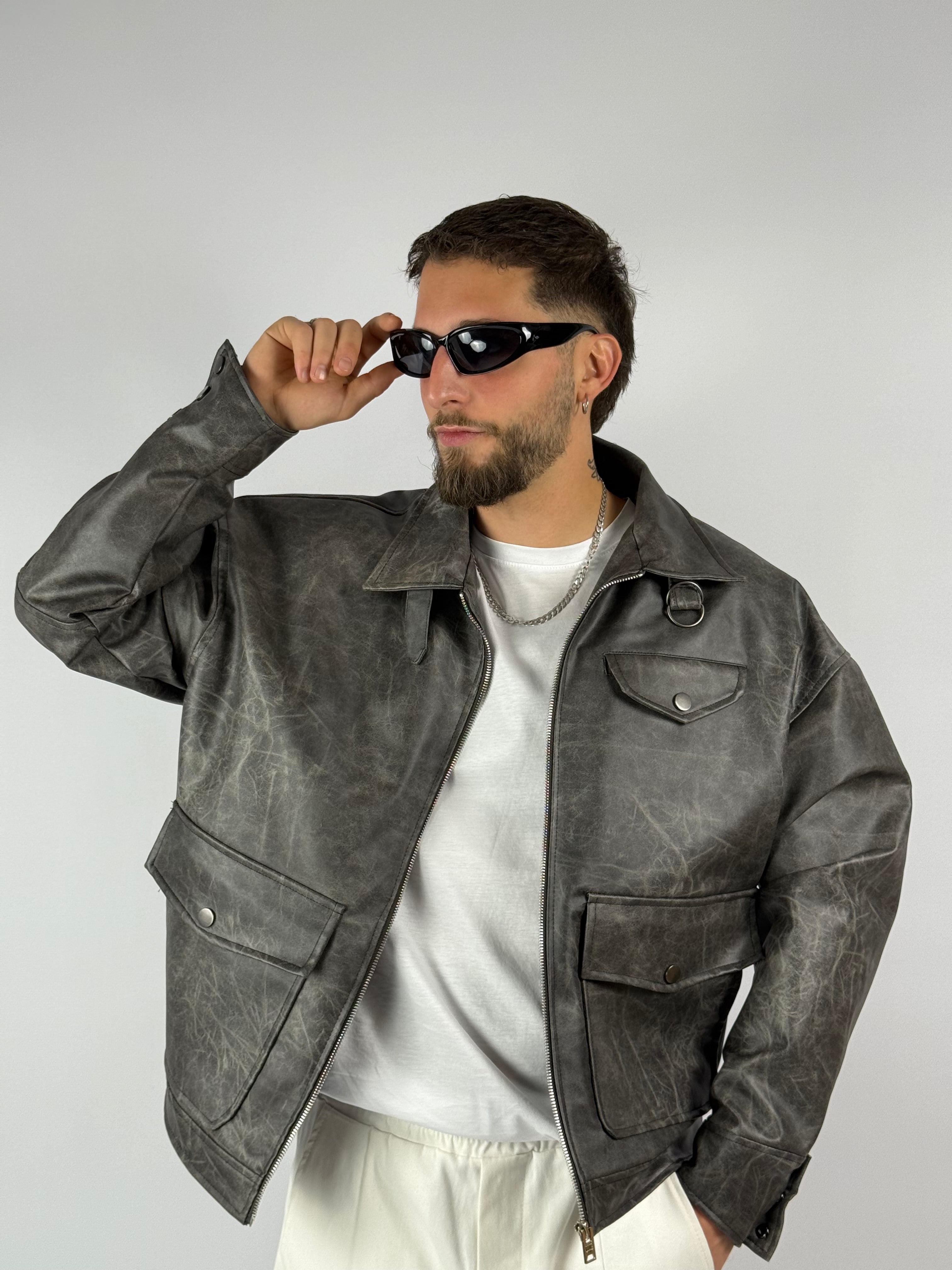 Jacket “Depp” crop grigio vintage