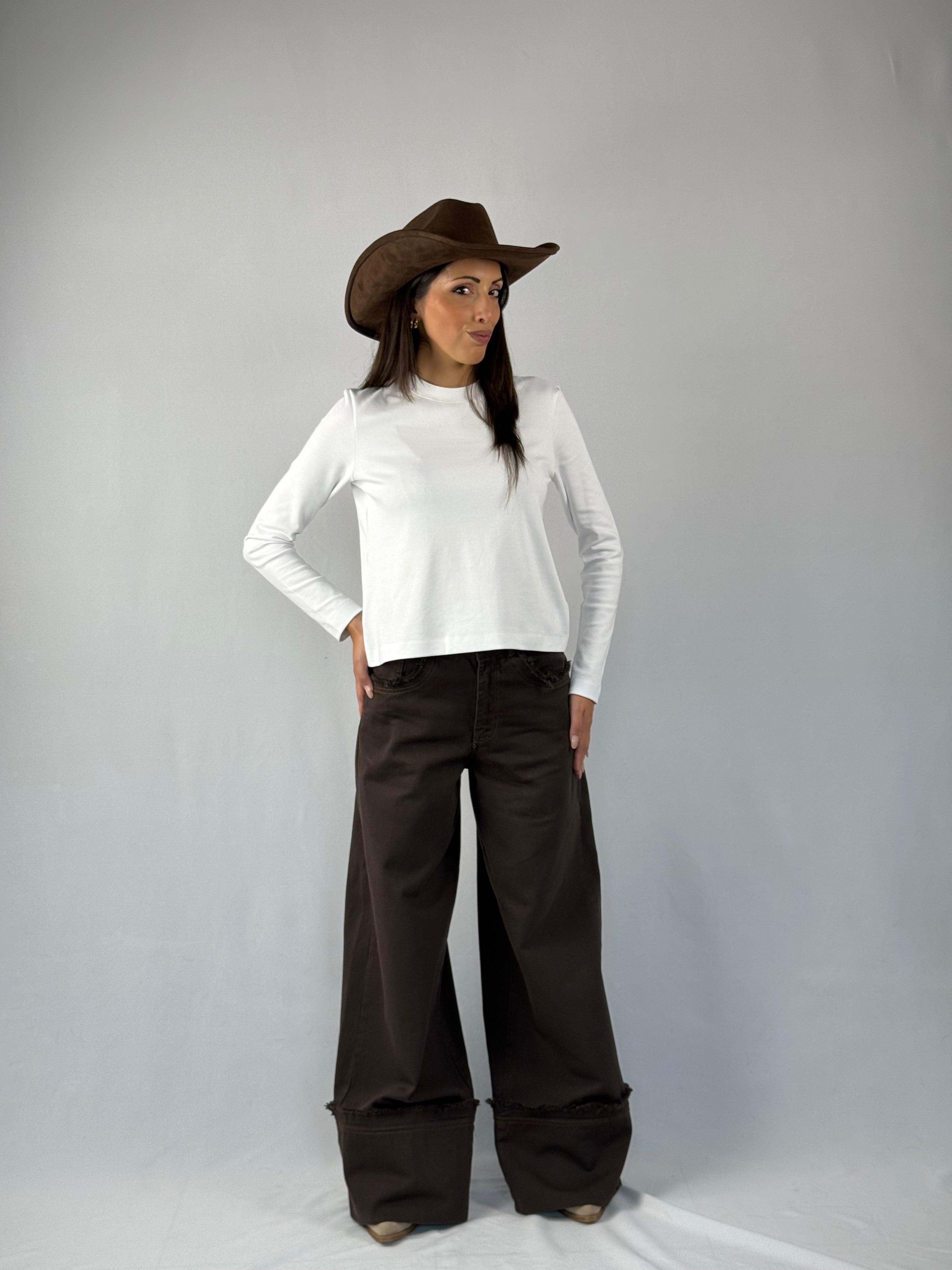 T-shirt maniche lunghe bianca cotone Lumina