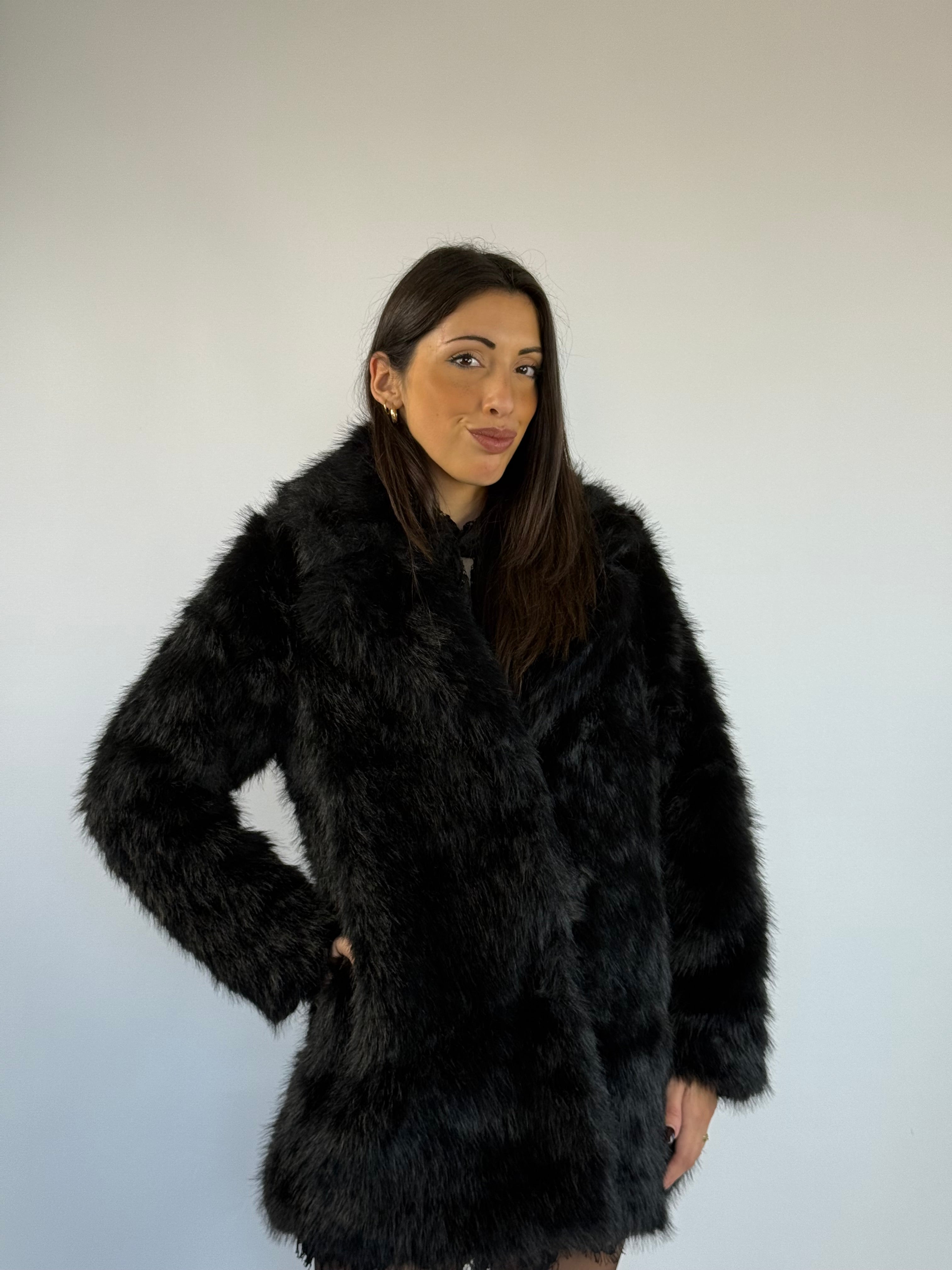 Ecopelliccia midi nera