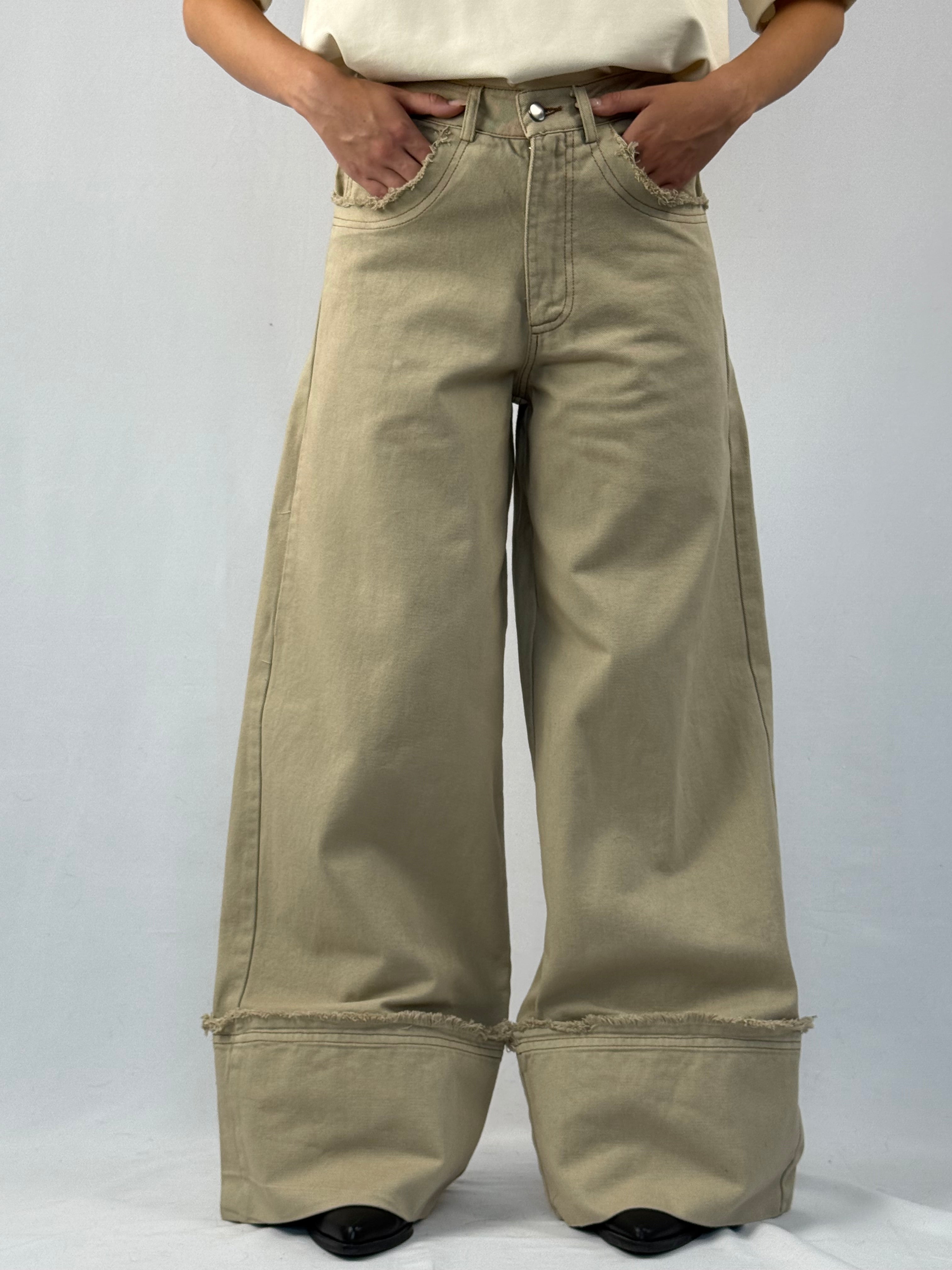 Jeans palazzo risvolto Lumina beige