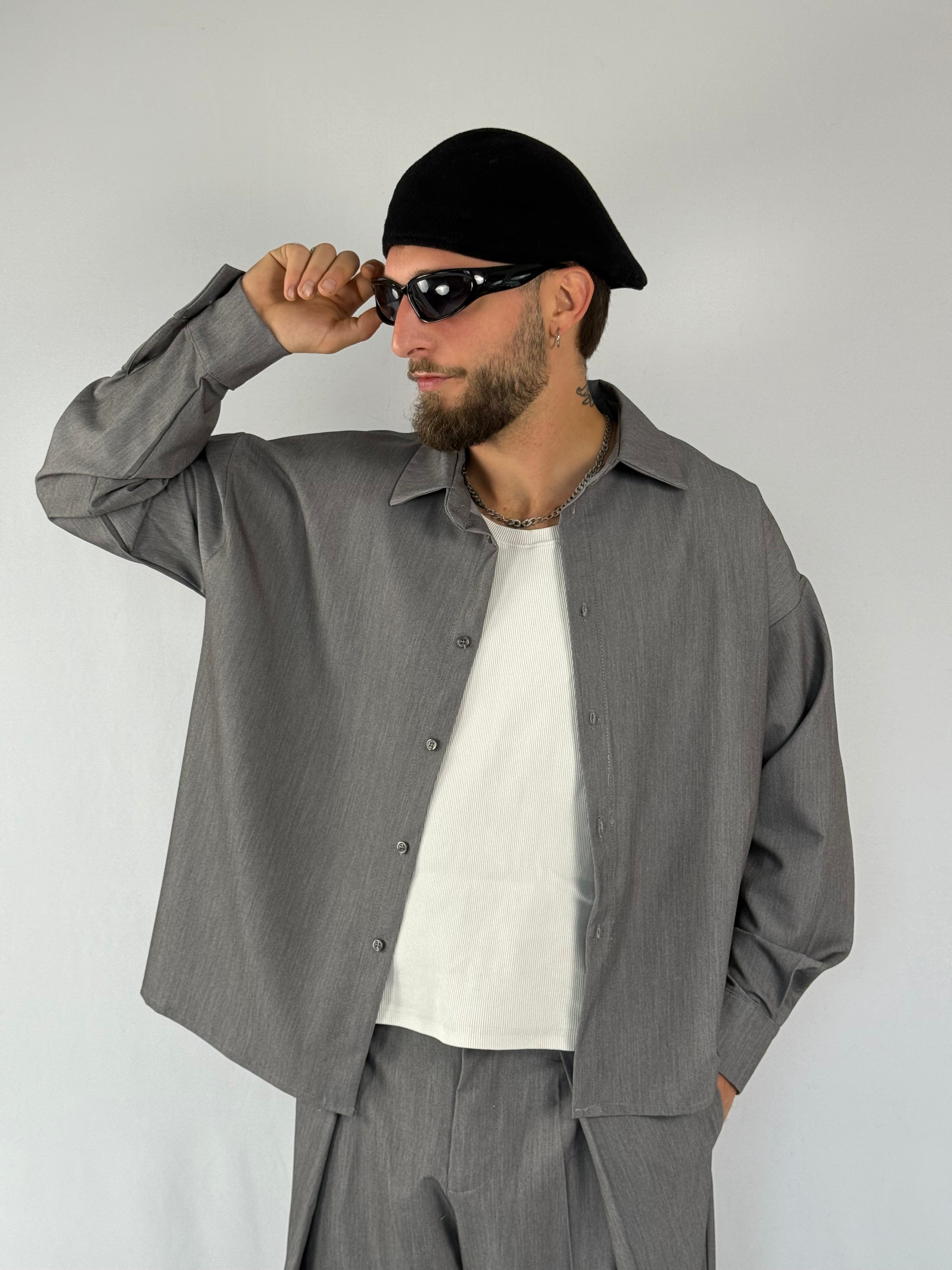 Coordset crop grigio