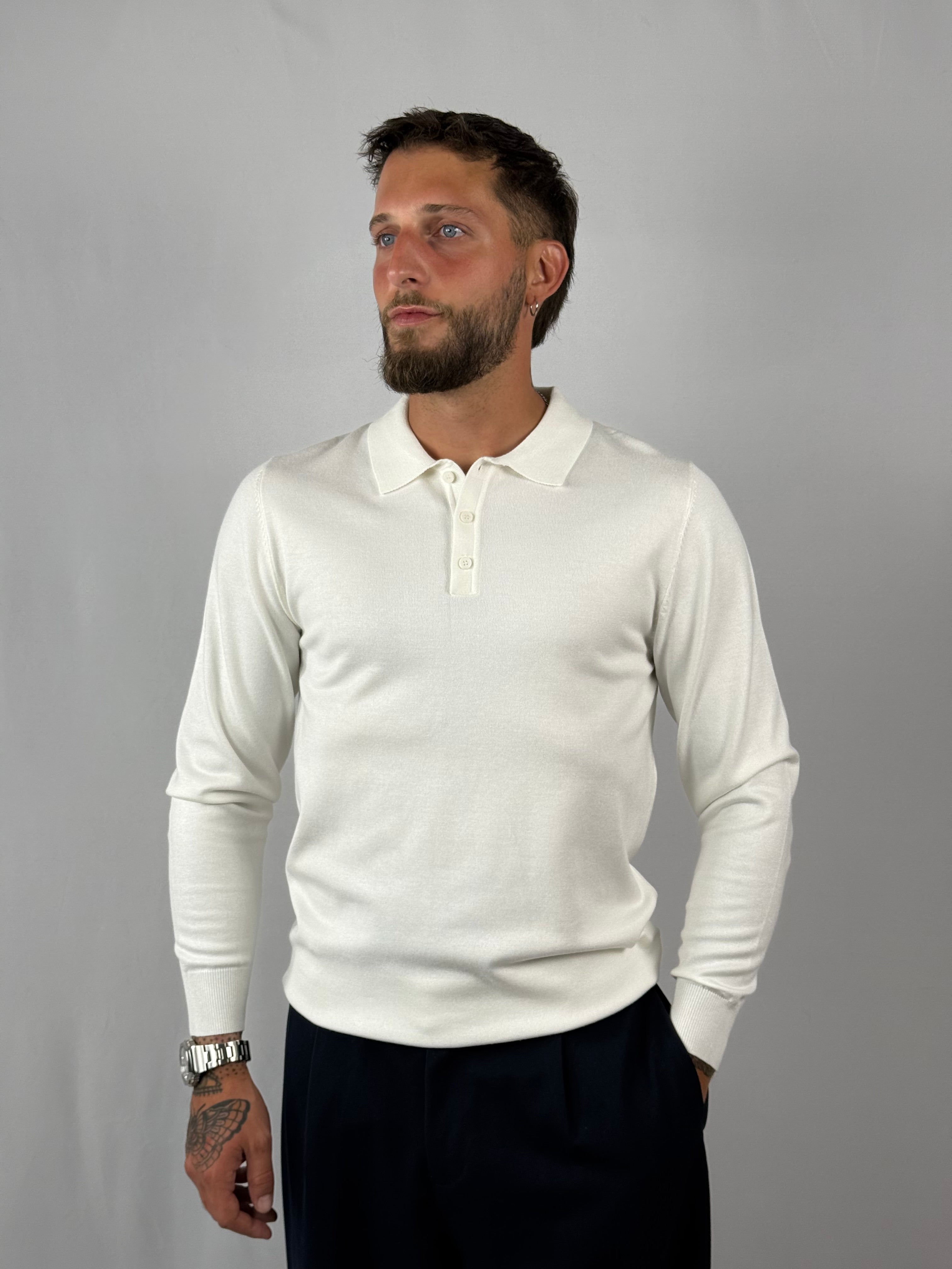 Maglia polo bottoni bianca