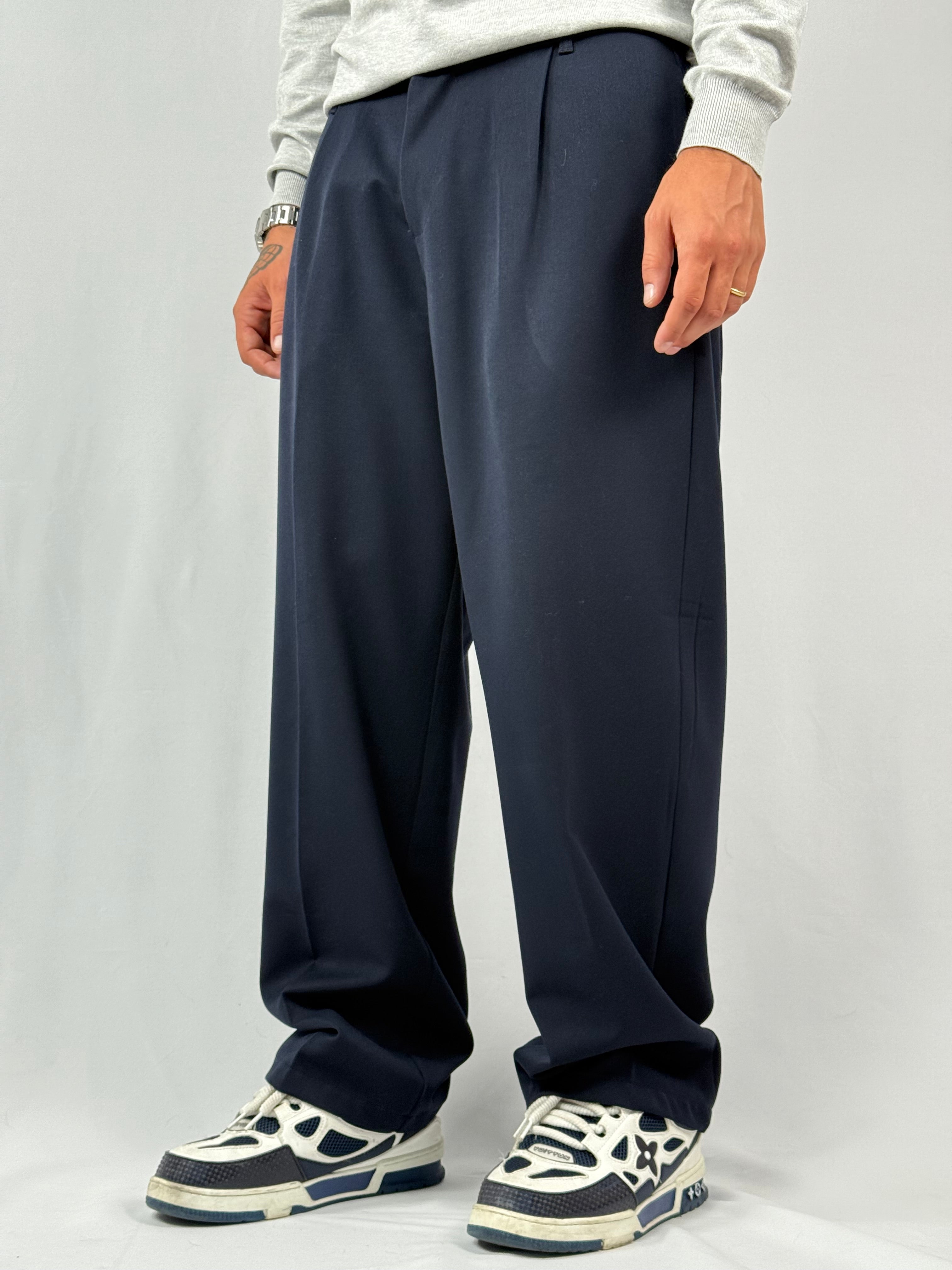 Pantalone palazzo nero blu navy