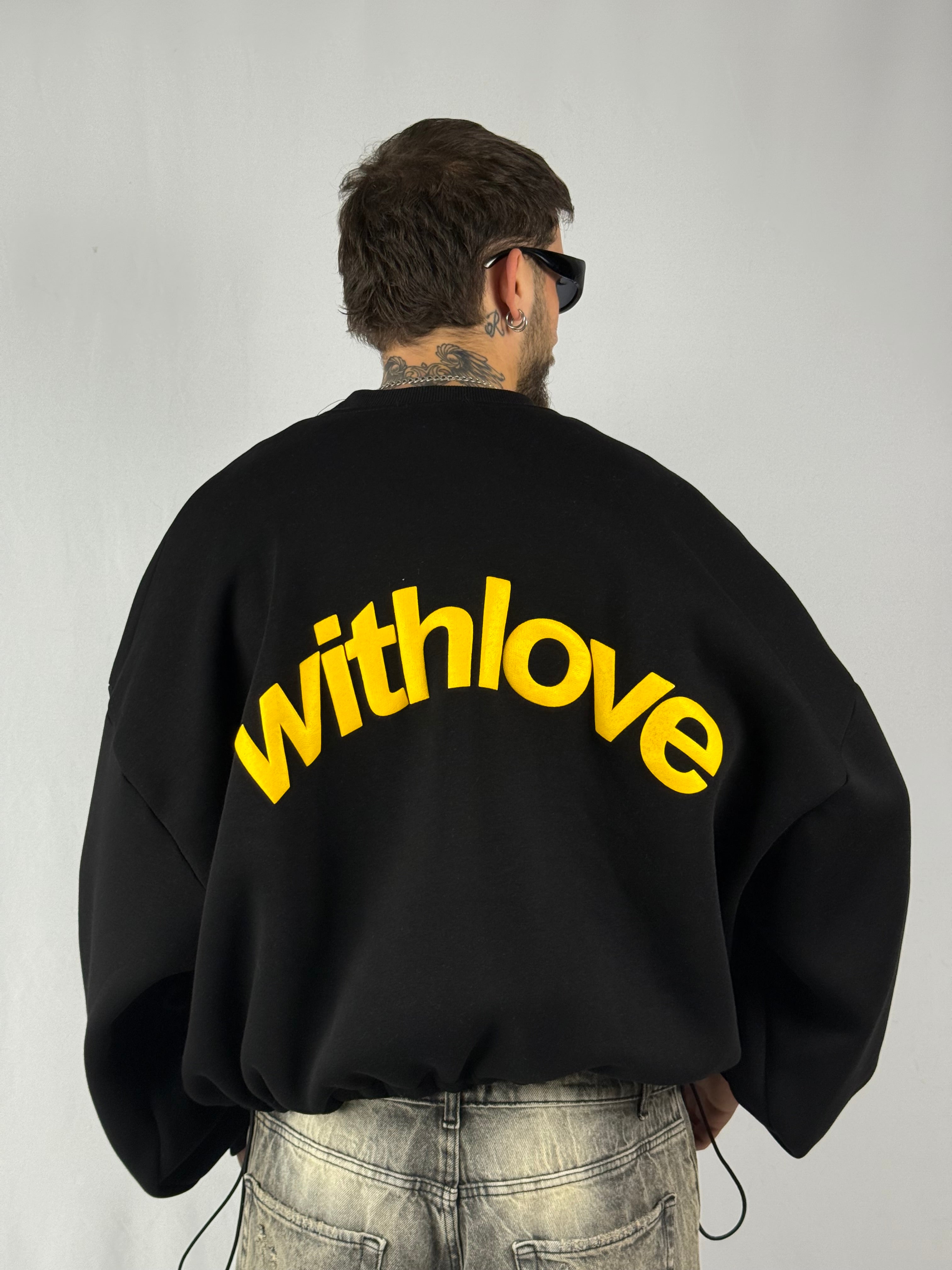 Felpa cropped “with love” nera