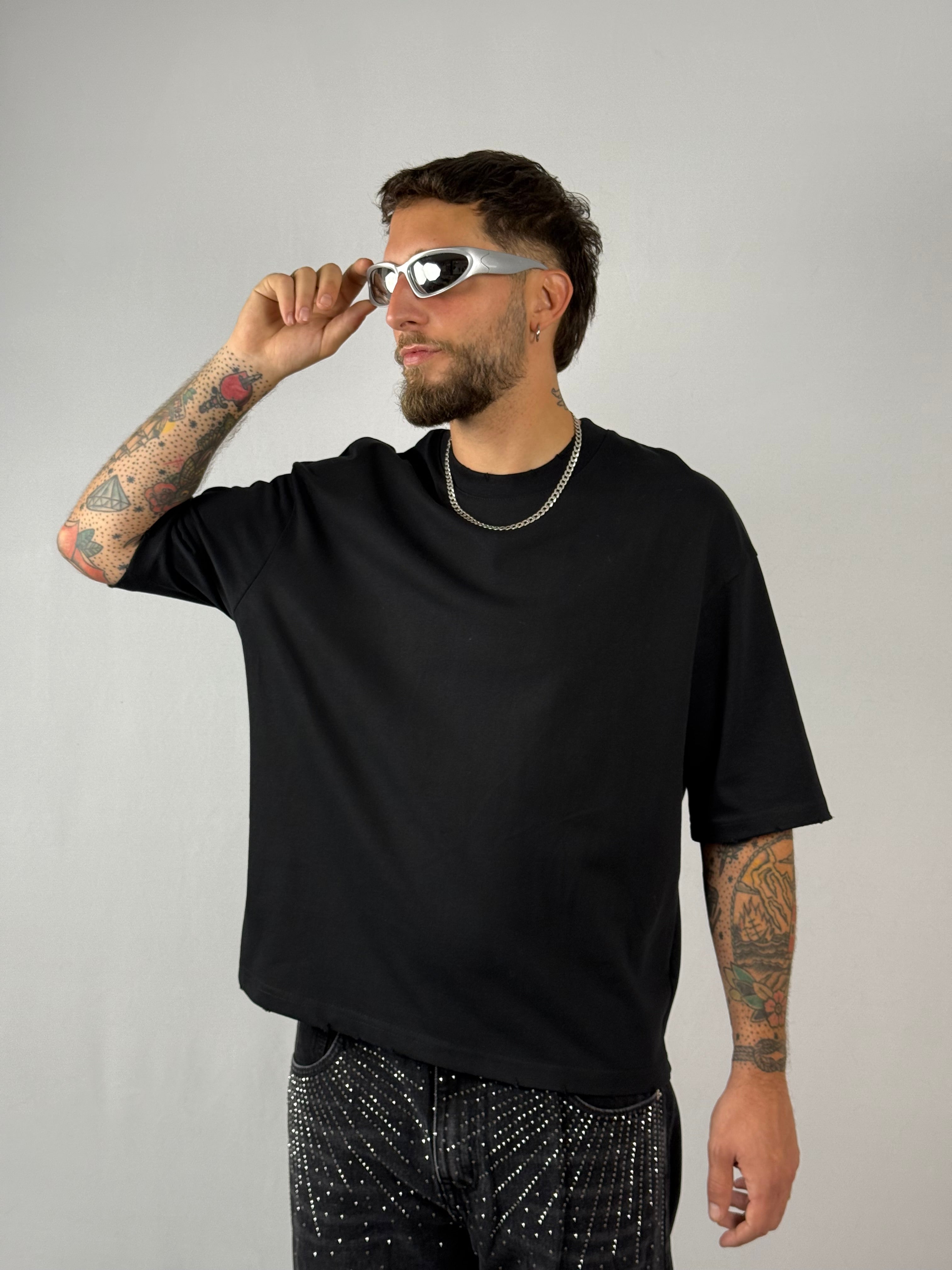 T-shirt crop 230g nera