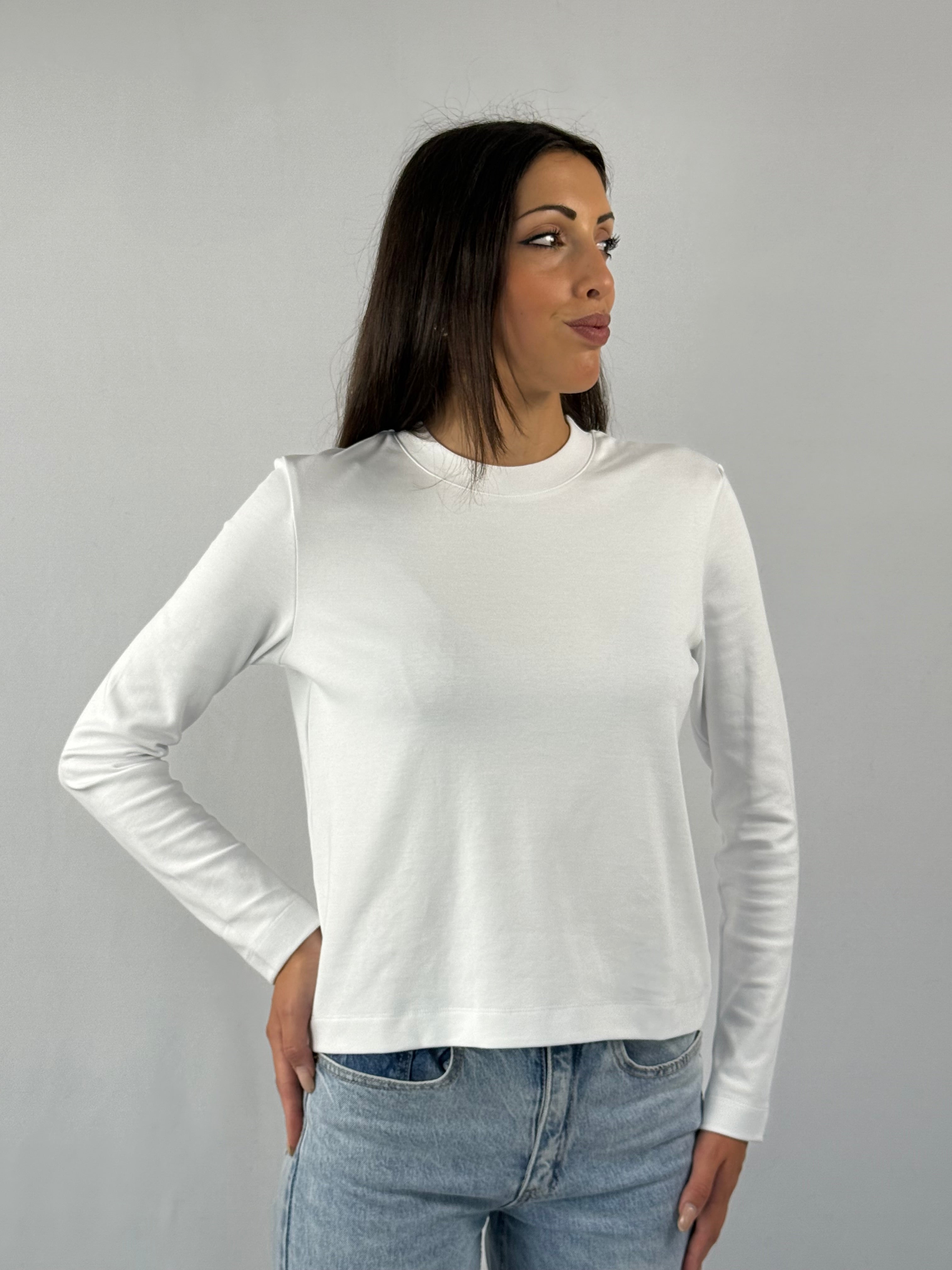 T-shirt maniche lunghe bianca cotone Lumina