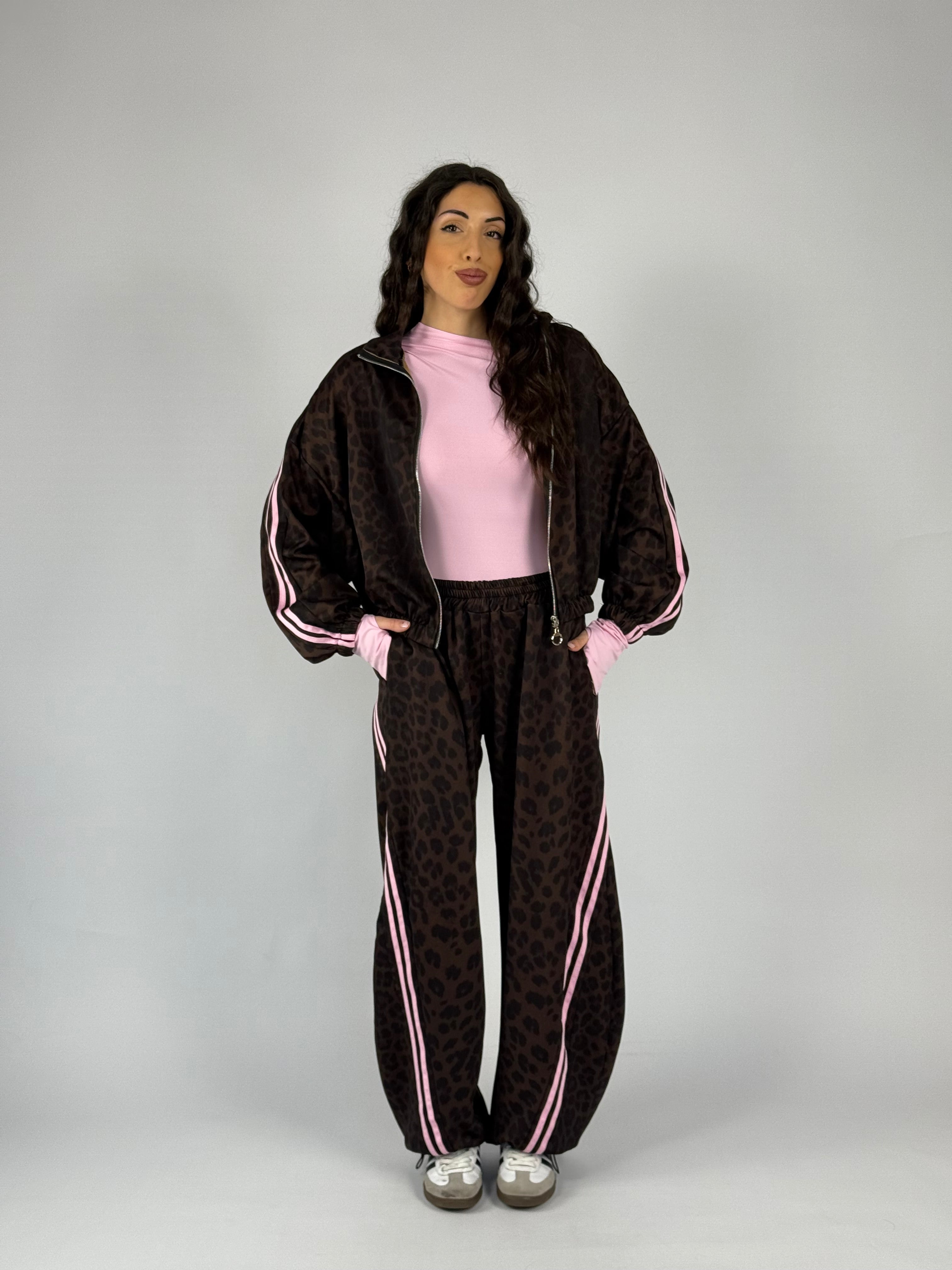 Felpa leopardata zip