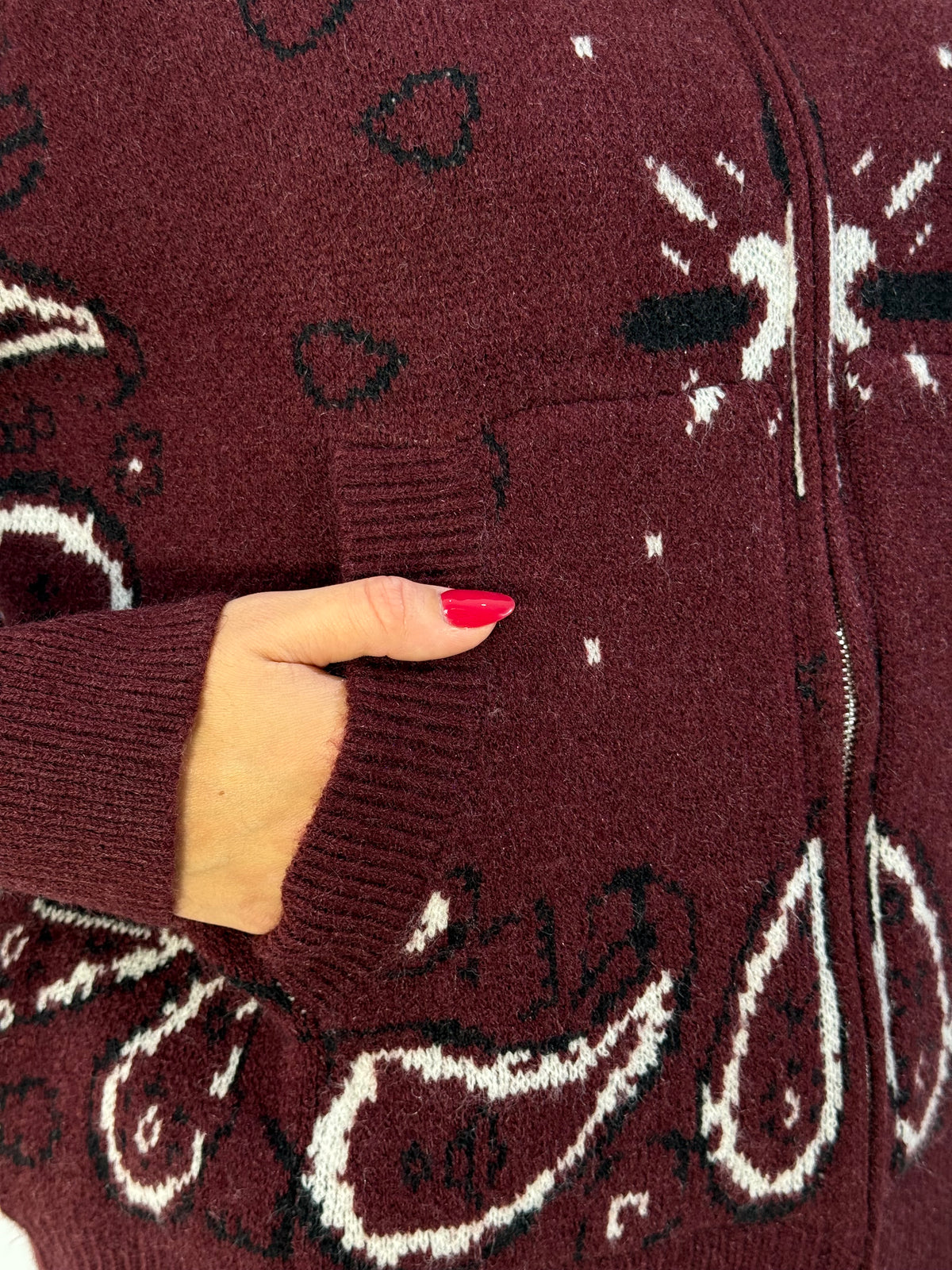 Maglione bandana zip