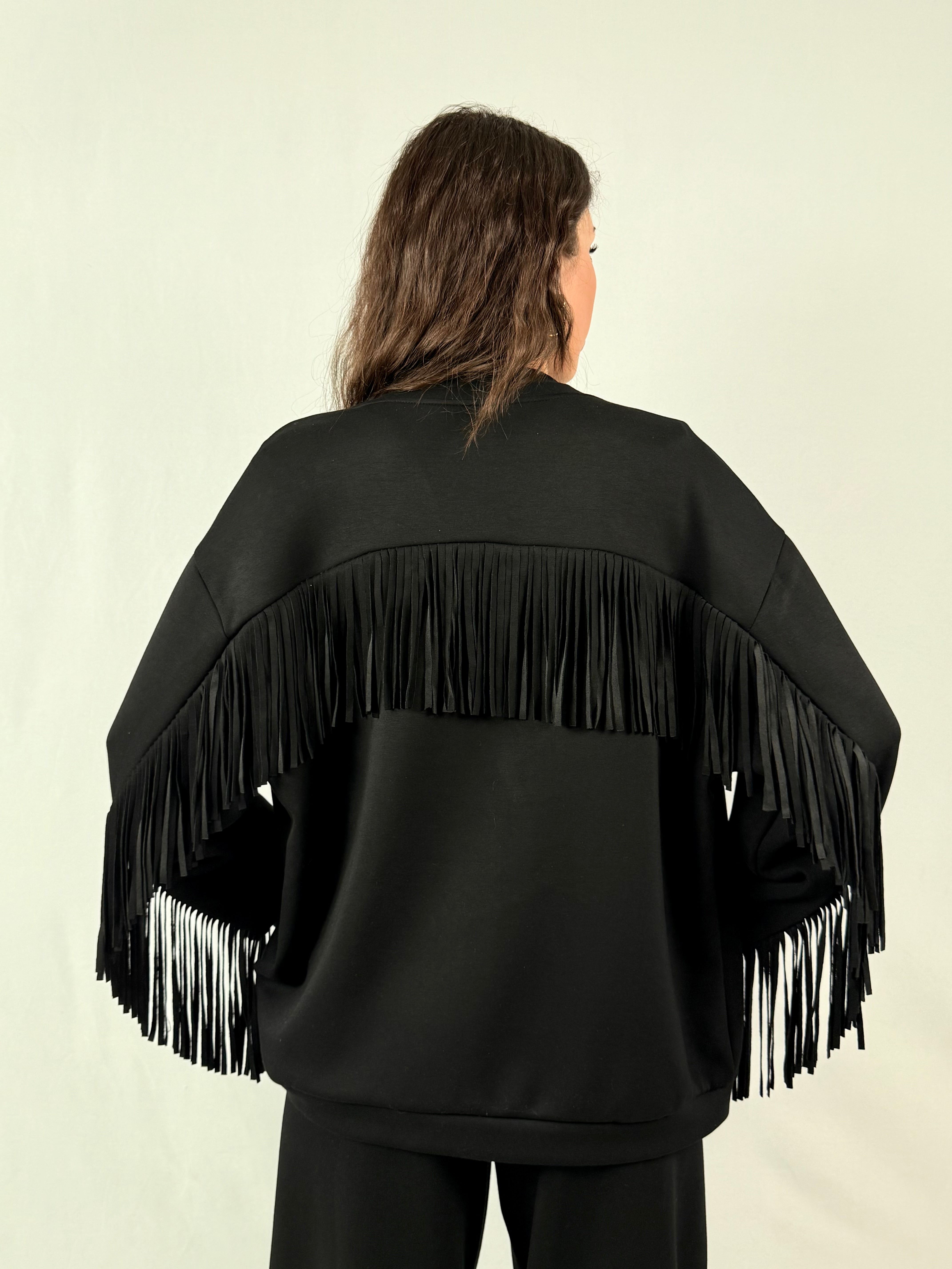 Cardigan frange Lumina nero