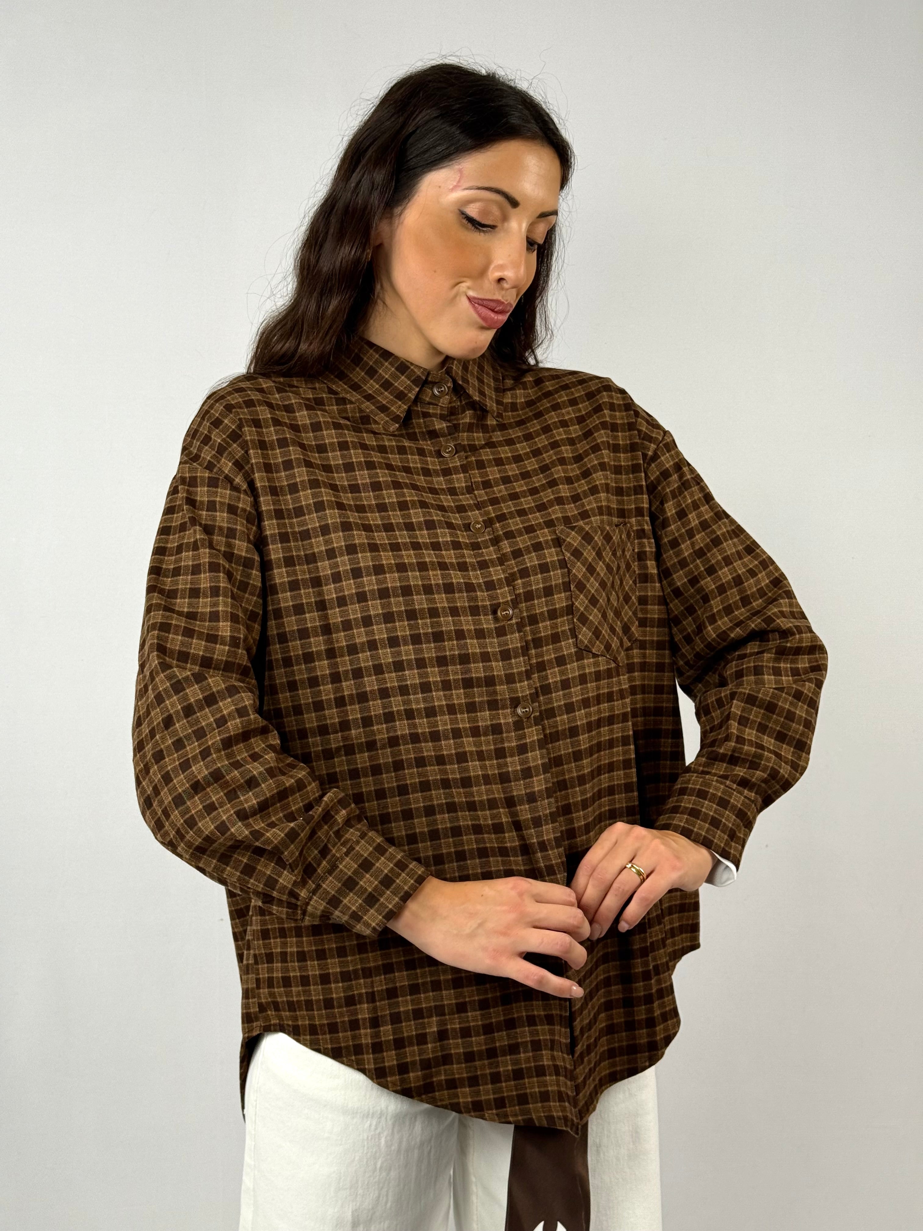 Camicia a quadri marrone