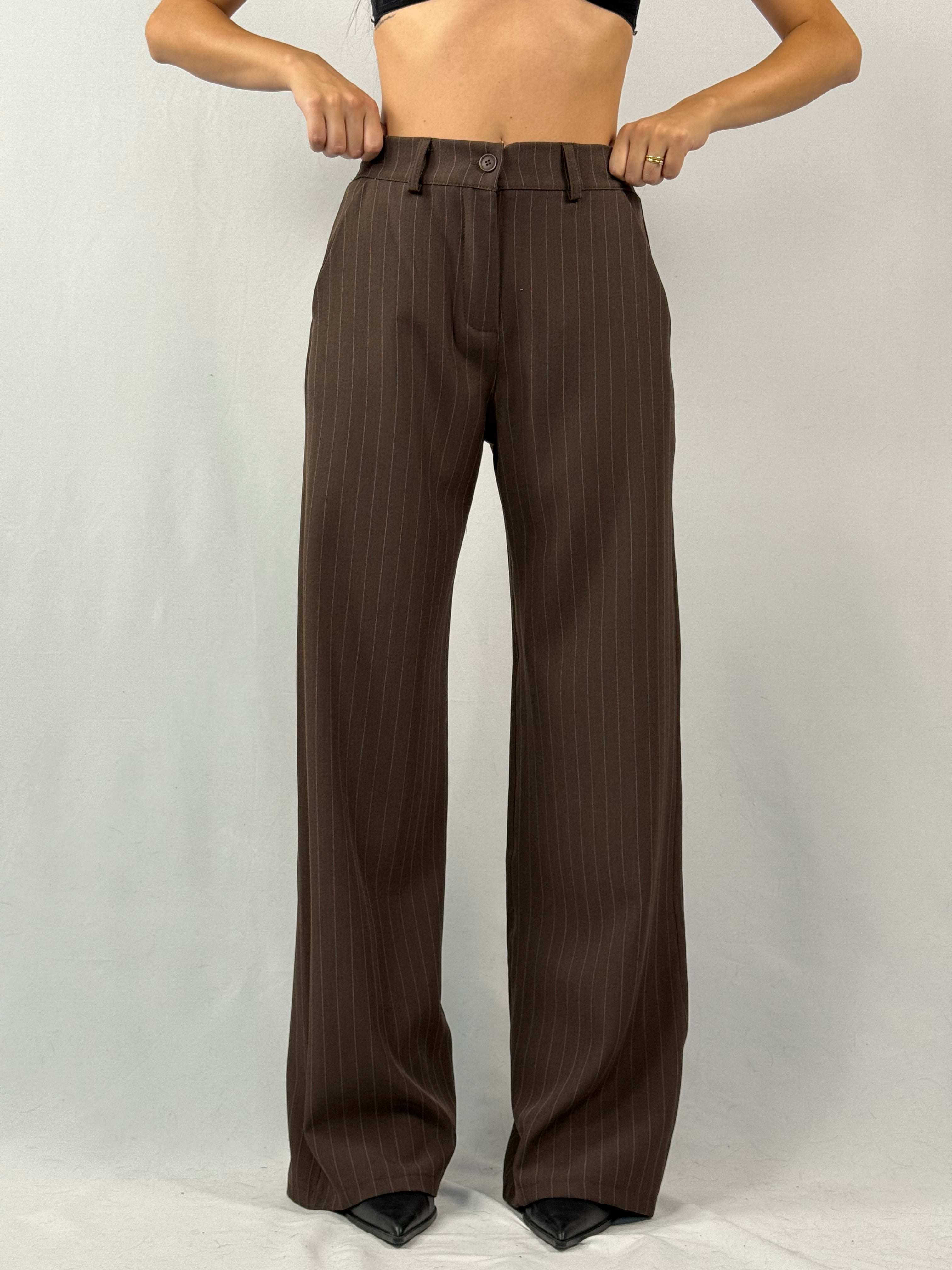 Coordinato gessato marrone