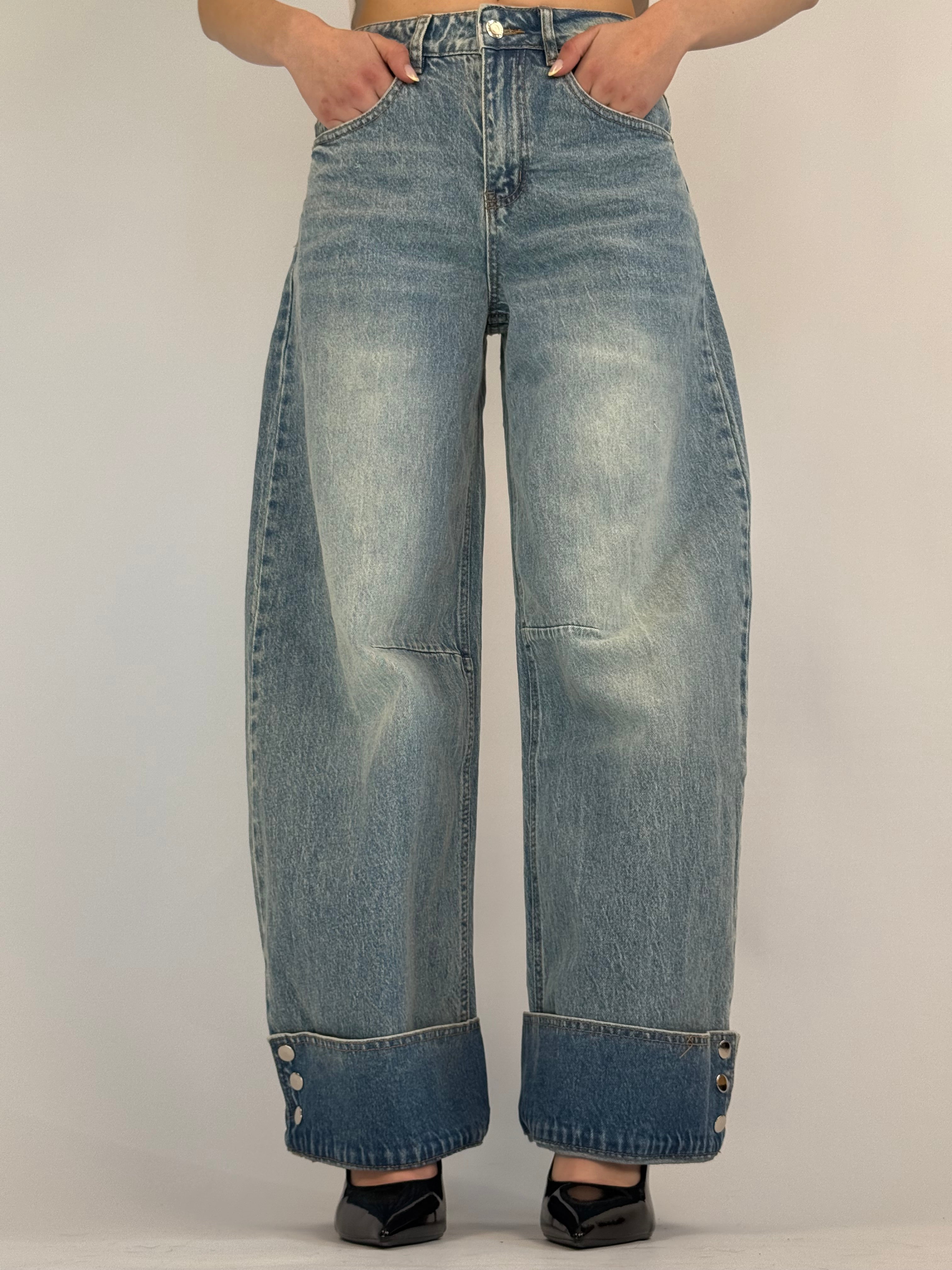Jeans risvolto bottoni