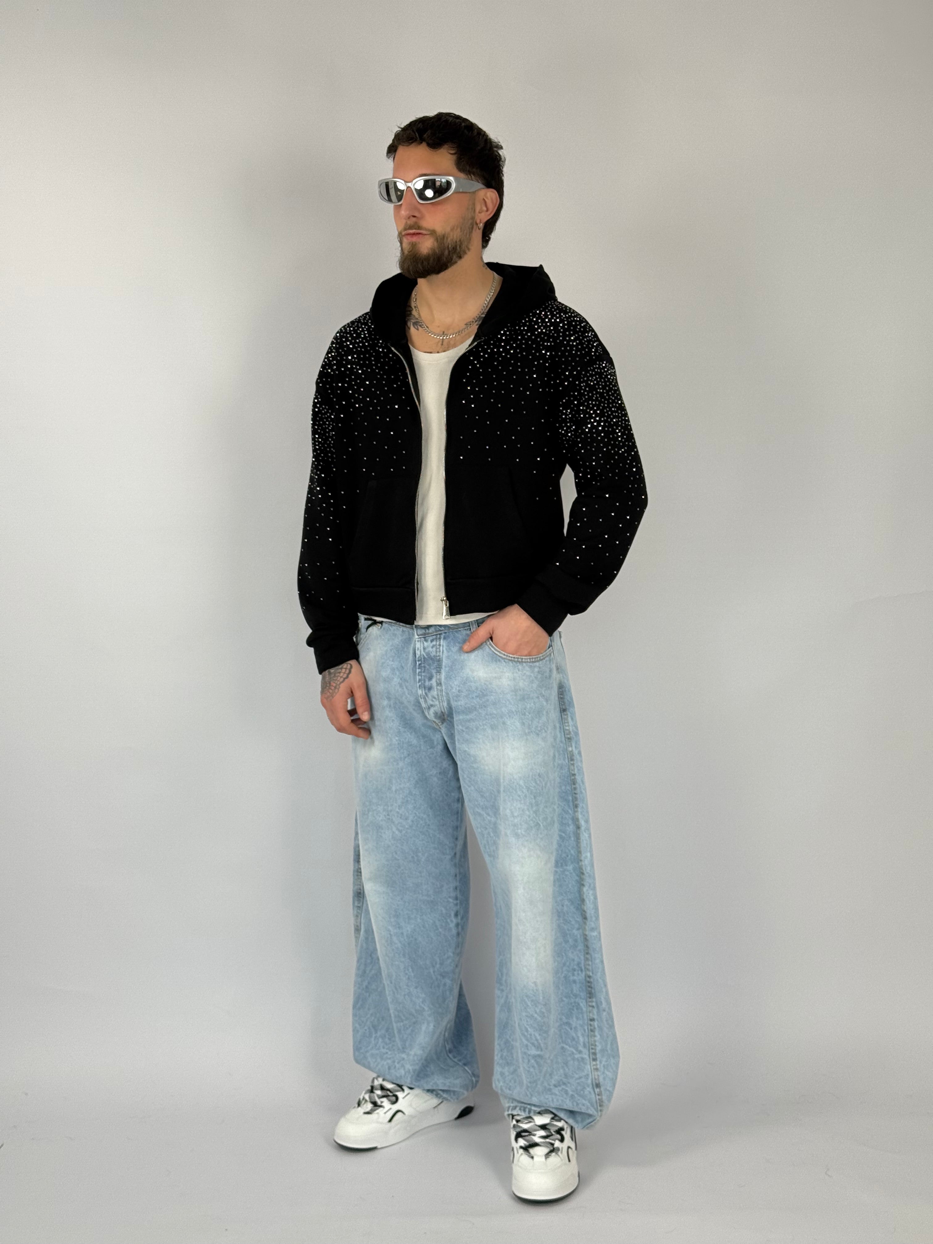 Felpa zip strass