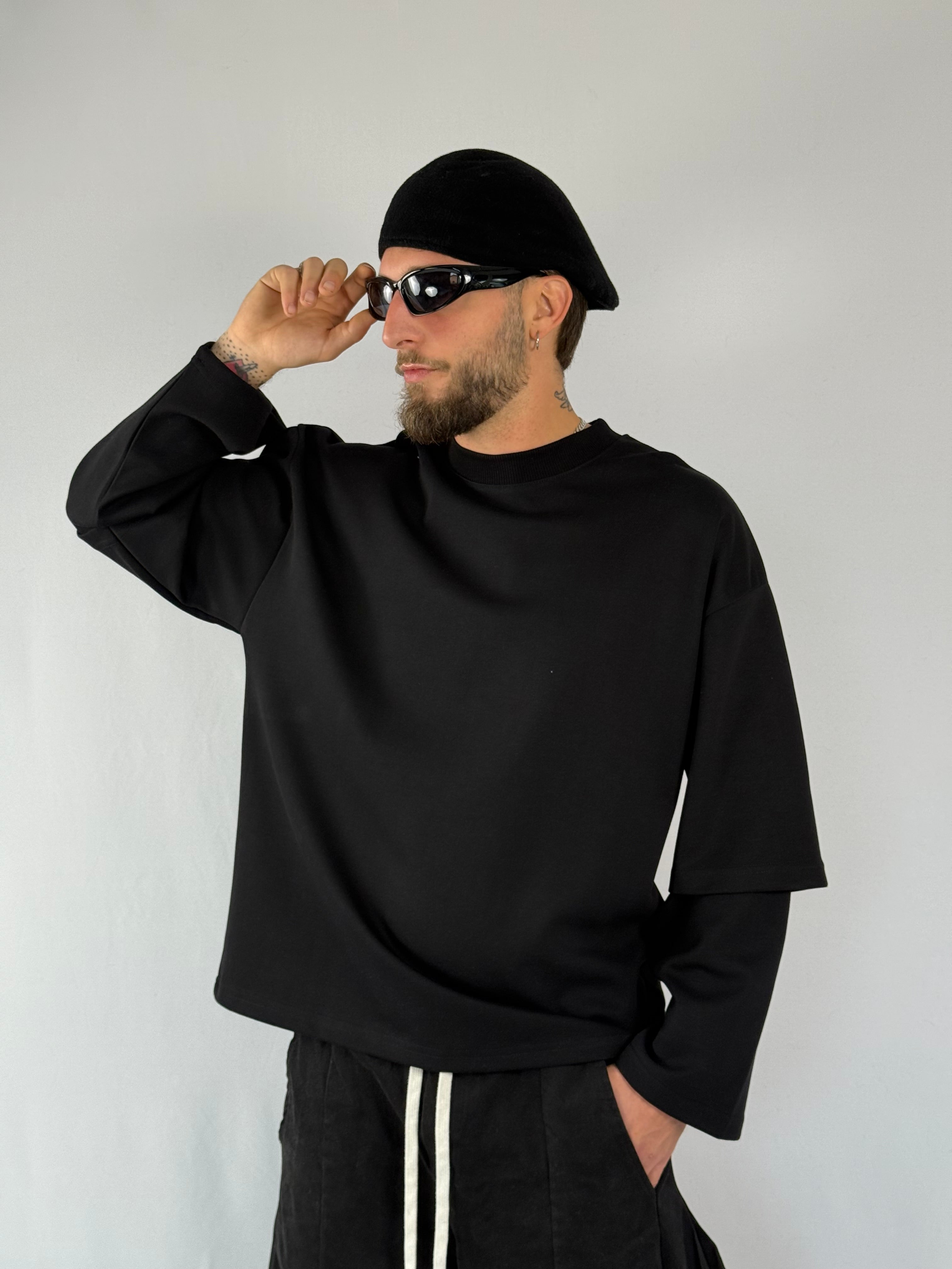 Long sleeve double interlock nera