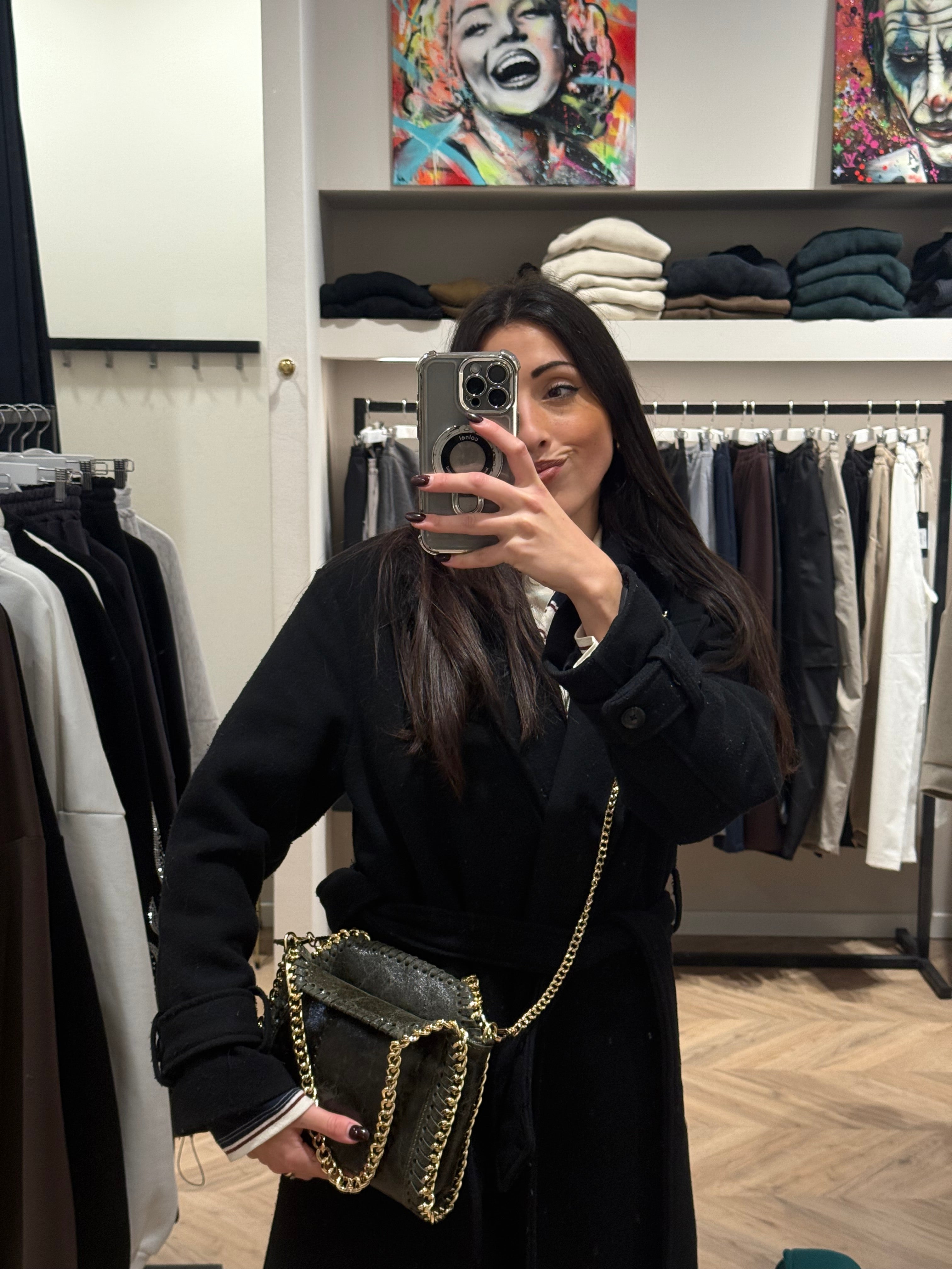 Borsa catena in pelle verde