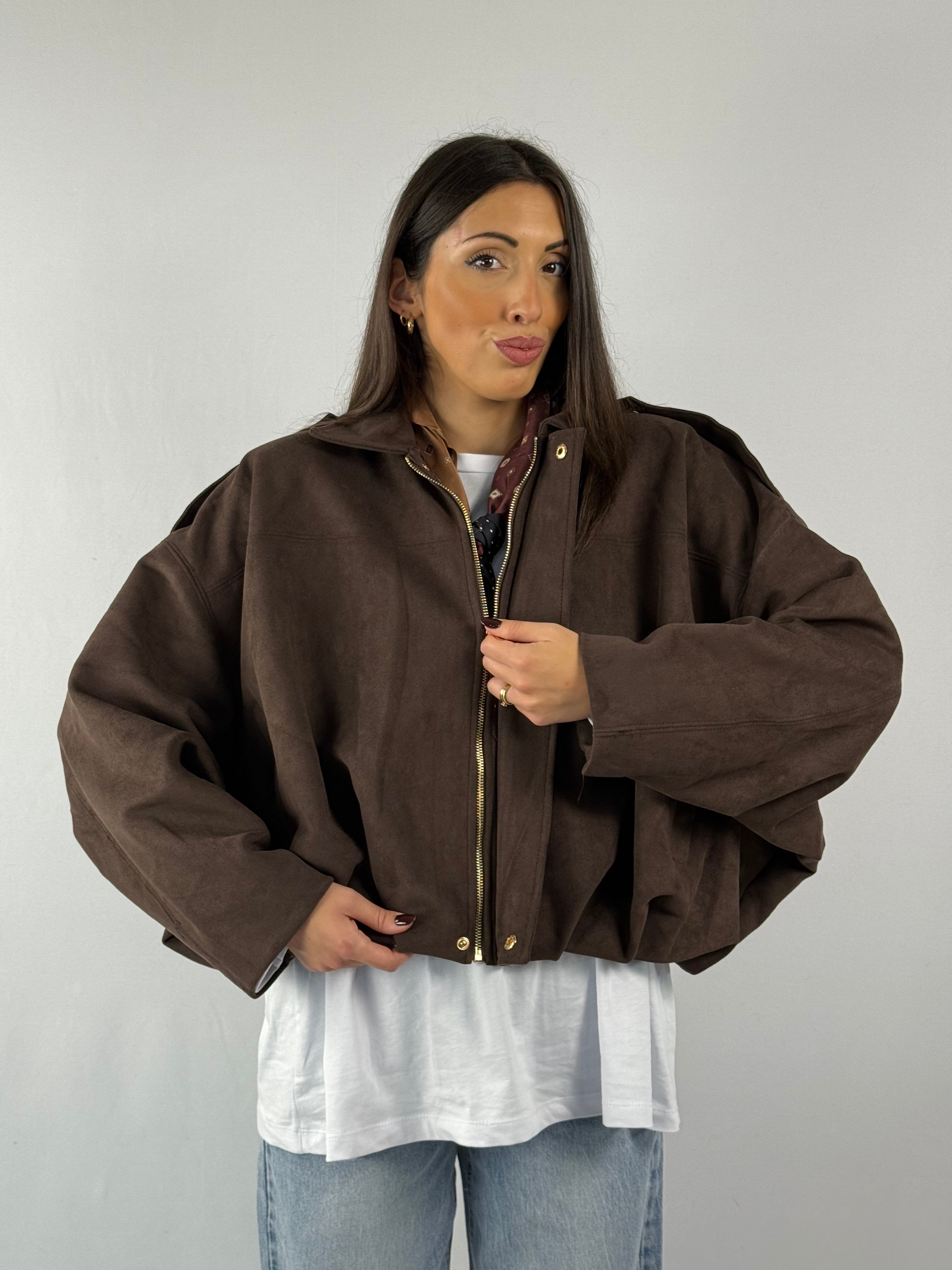 Bomber in suede marrone