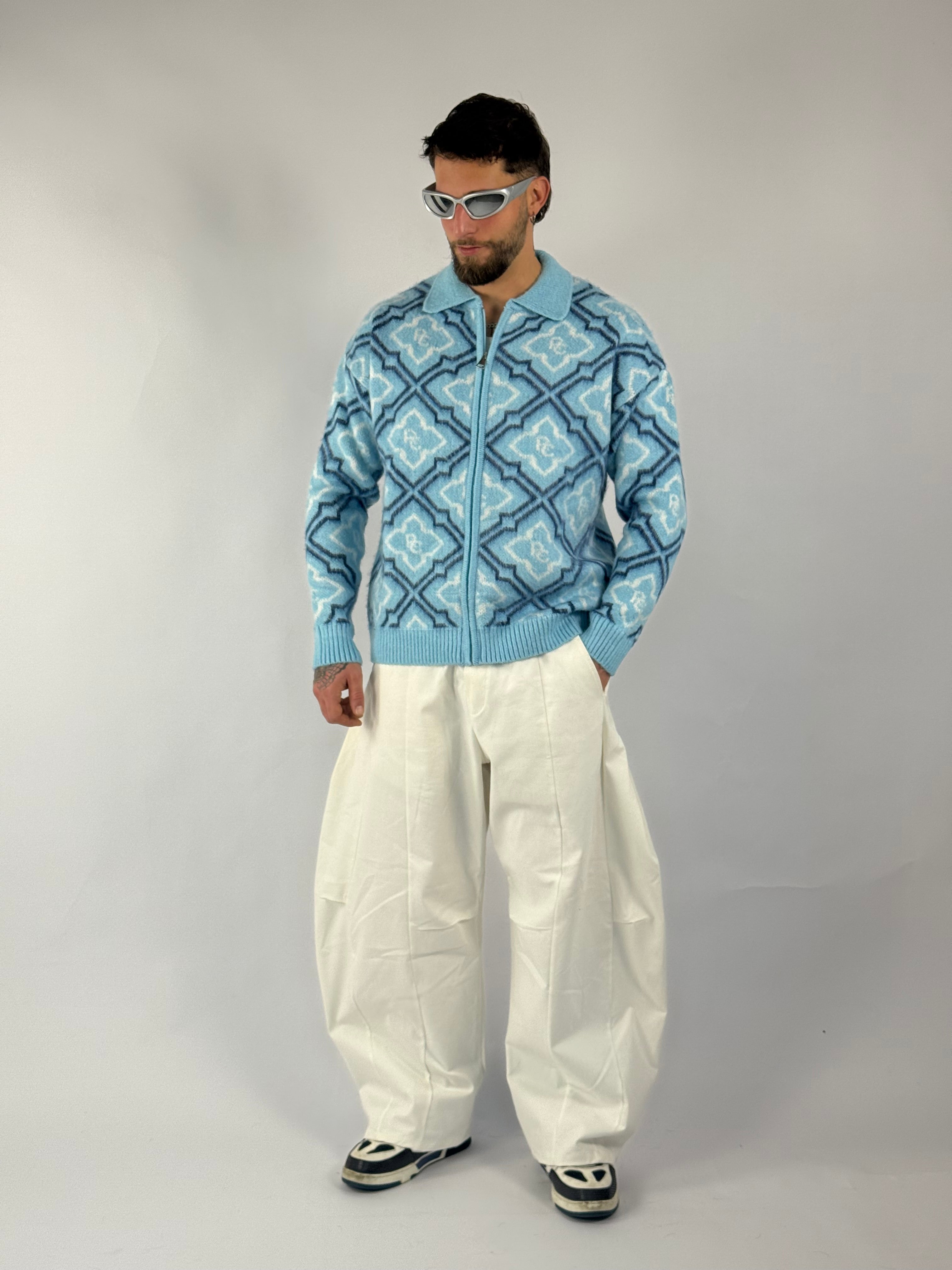 Maglione zip “Baudelaire” azzurro