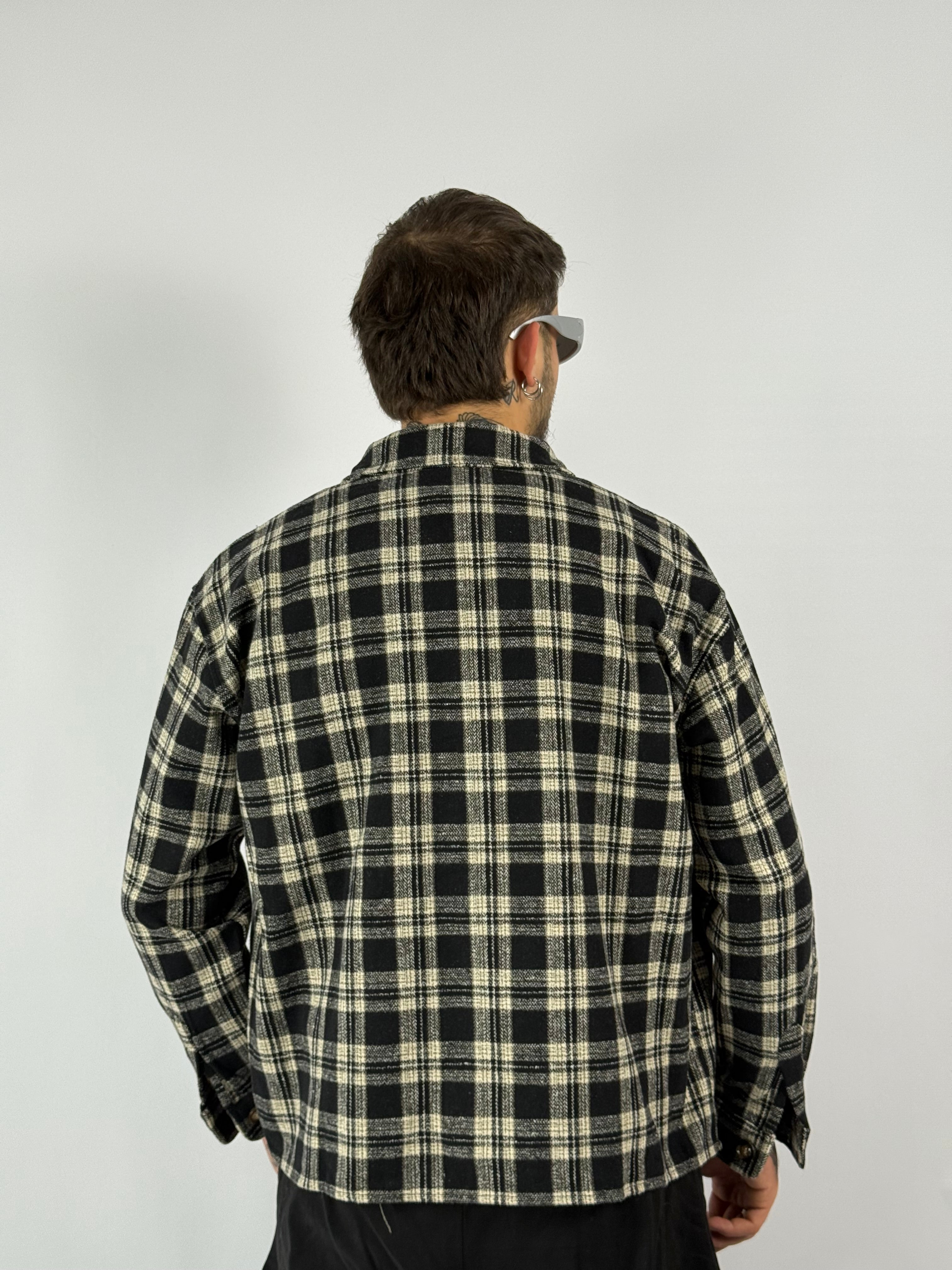 Camicia boxy quadri nera